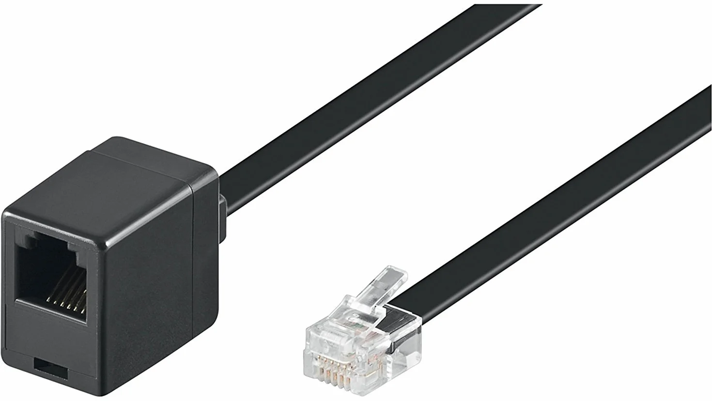 Goobay 68264 Modułowy przedłużacz płaski 6 m/wtyczka RJ12 do gniazda RJ12 / kabel telefoniczny przedłużający 6 m/CCA RJ12 kabel western wtyczka telefoniczna kabel przyłączeniowy 6 metrów