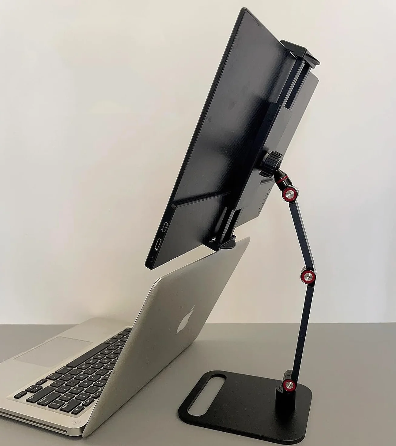 przenośny uchwyt na monitor do ekranu 12-17,3 cala, metalowy stojak 16 cali, uniwersalna rozszerzalna podstawa, stojak na tablet 12,9 cala z regulacją obrotu o 360° i zaciskiem biurkowym