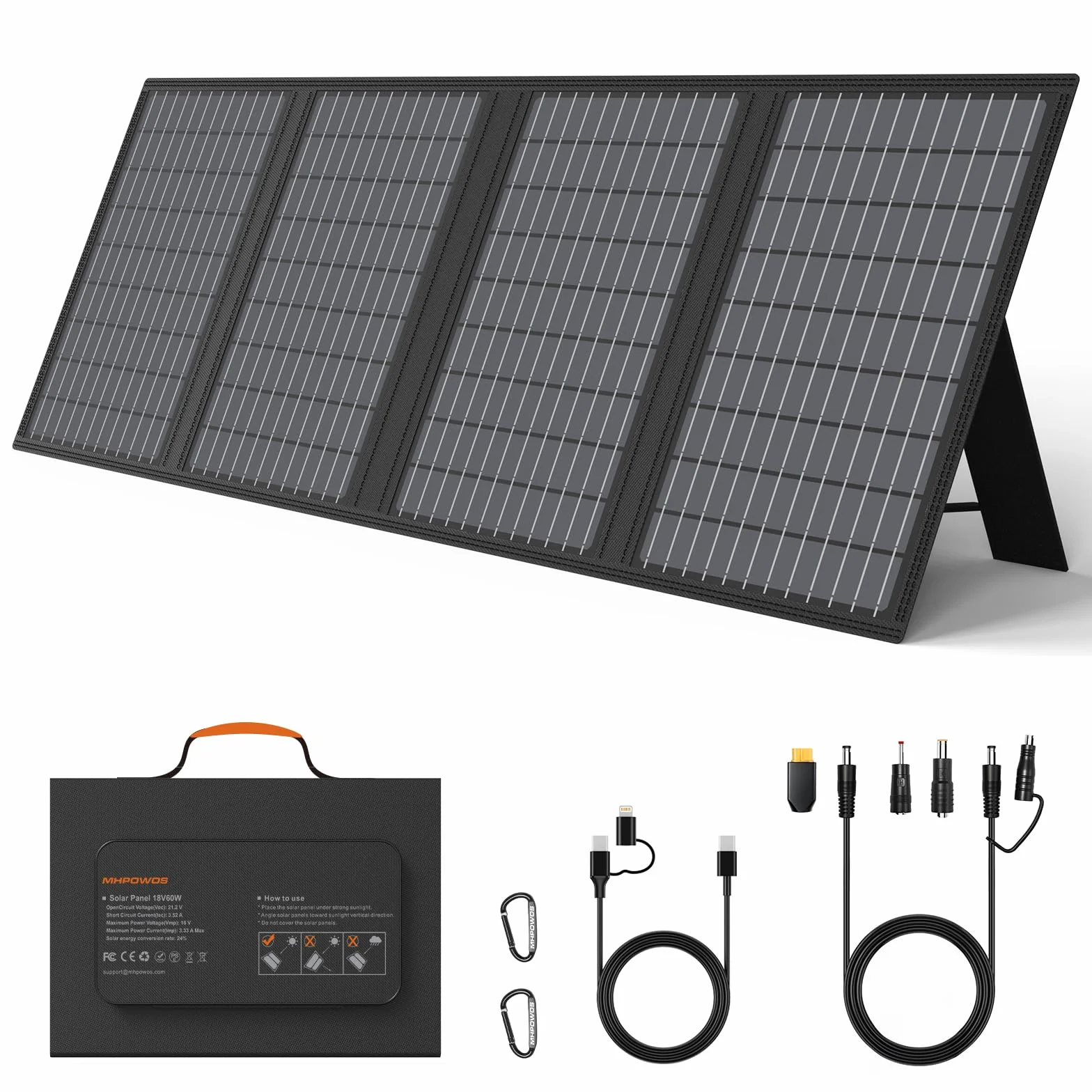 Składany panel słoneczny 60 W, ładowarka słoneczna, moduł solarny