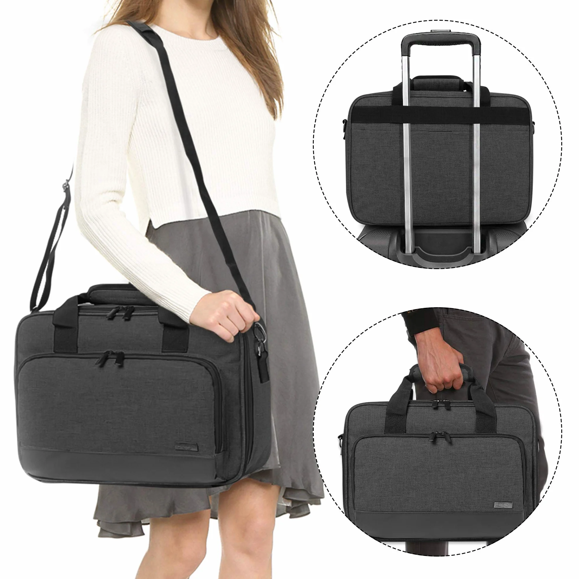 Etui Luxja na projektor, torba na projektor z ochronną wkładką na laptop, etui na projektor z kieszeniami na akcesoria (kompatybilne z większością głównych projektorów), Czarny, 40.6 cm x 29.2 cm x