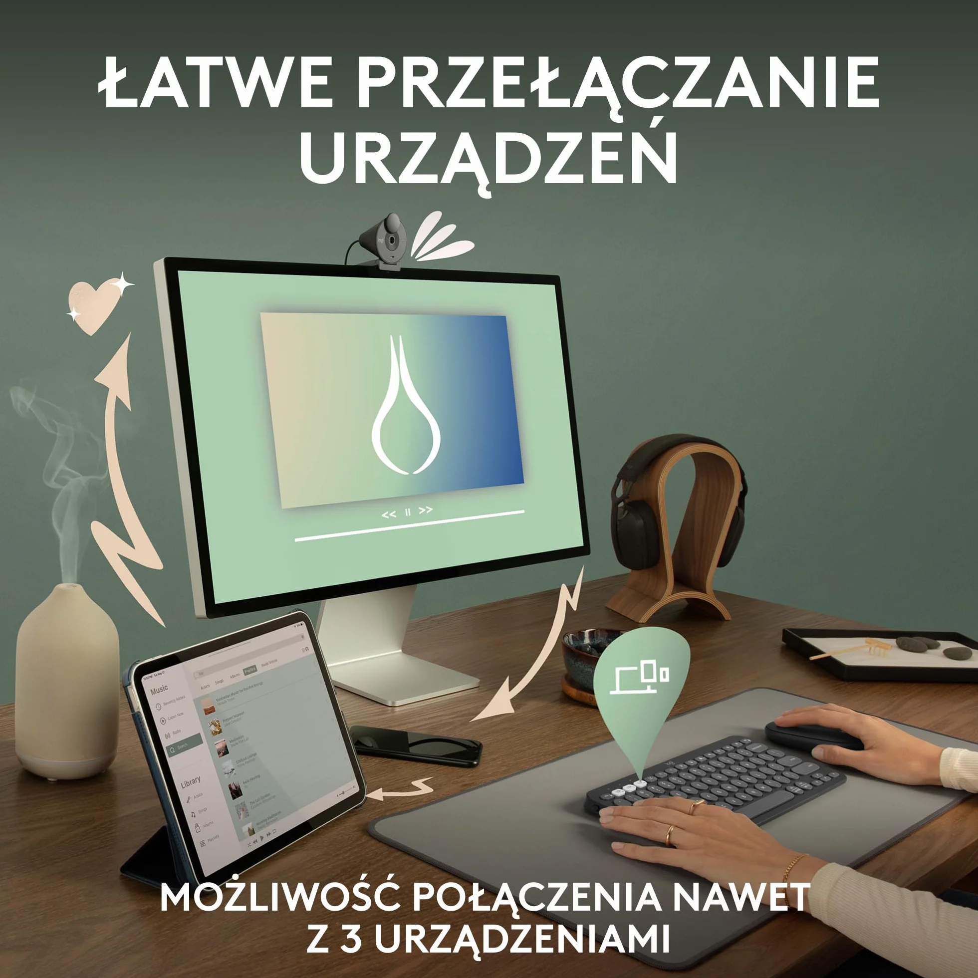 Logitech Pebble Keys 2 K380s Bezprzewodowa Klawiatura Bluetooth QWERTY Grafit