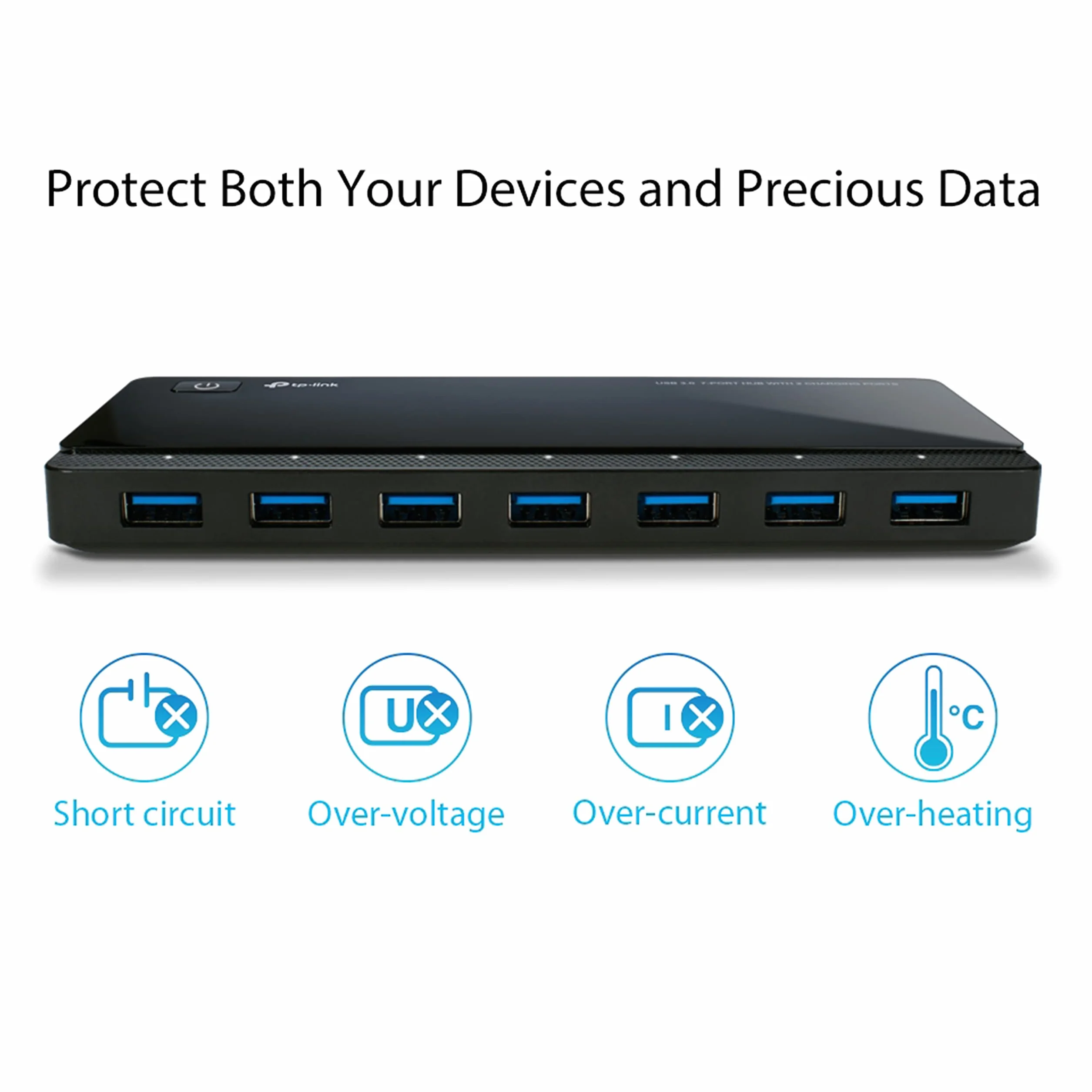TP-Link UH720 7-portowy Hub USB 3.0 z portami ładowania 2.4A, zasilacz 12V/4A