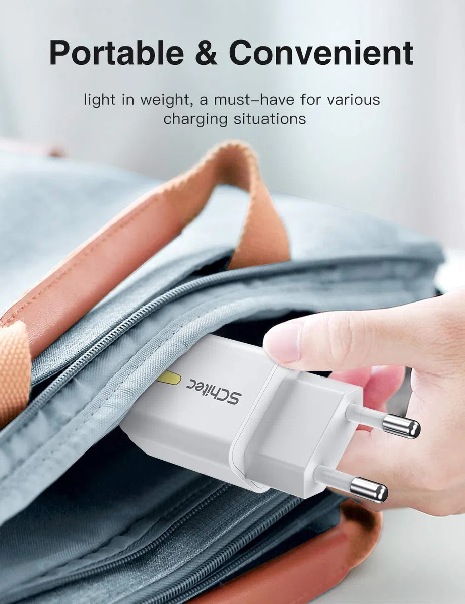 SCHITEC ładowarka USB, 2 porty USB, zasilacz 5 V/2,1 A, adapter do ładowania, USB przenośna ładowarka sieciowa do iPhone X 8 7 Samsung Galaxy S9 S8 iPad Pro Huawei LG Tablet (biały)