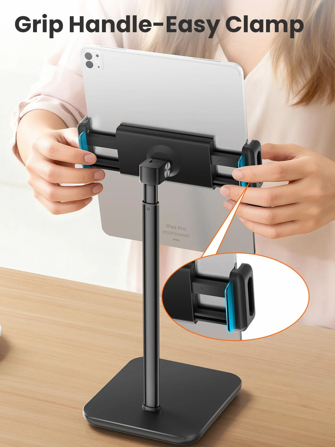 Regulowany stojak na iPada z wydłużeniem wysokości 21 ", 360 ° uchwyt tabletu obrotowego dla biurka, stojak na powierzchni, przenośny stojak na monitor z tabletami i smartfonami 4,7-15.6"