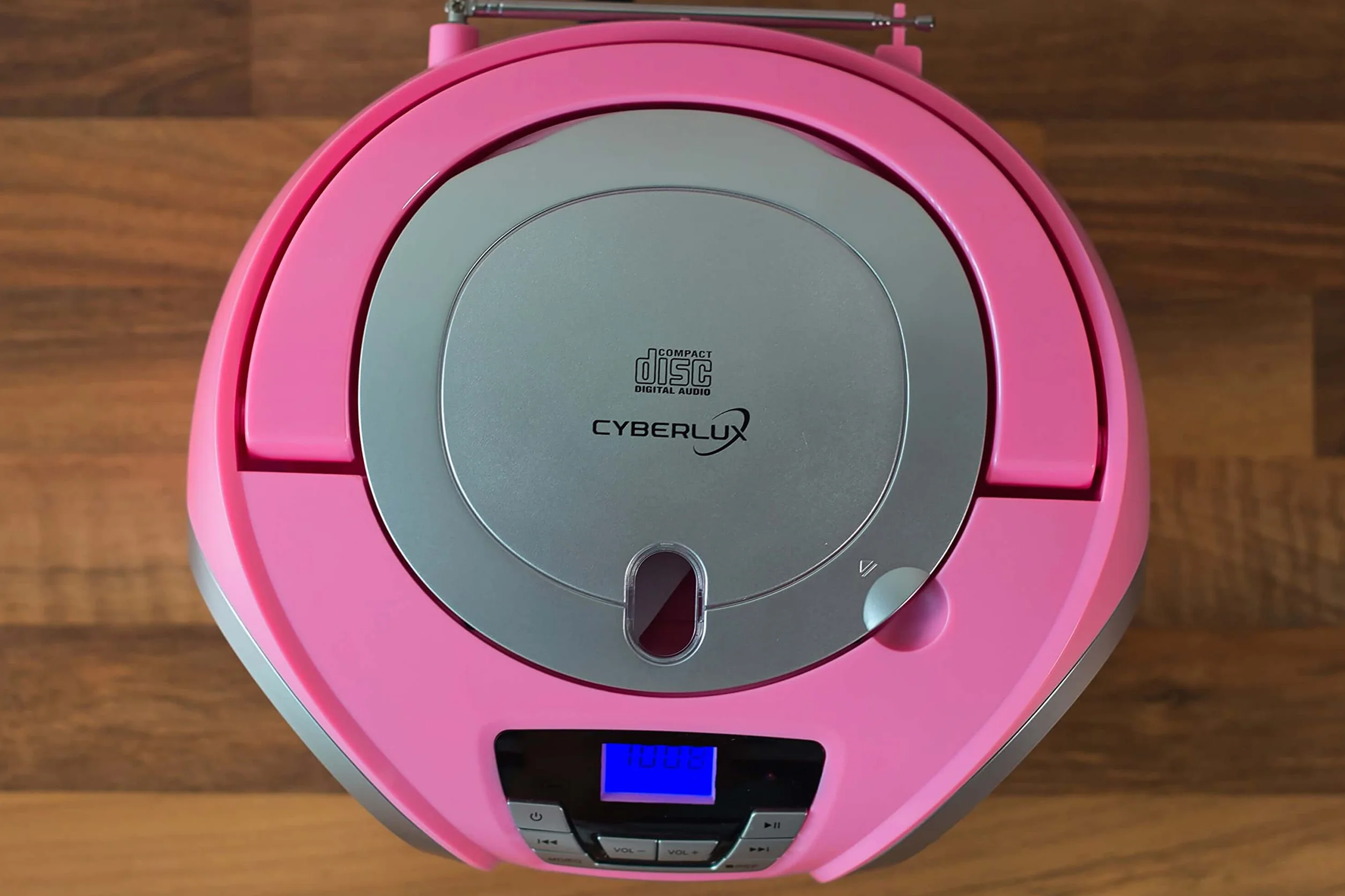 Cyberlux odtwarzacz CD z oświetleniem LED, gniazdo słuchawkowe, przenośne radio stereo, radio dla dzieci, system stereo, USB, odtwarzacz CD/MP3, radio FM, gniazdo słuchawkowe, wejście AUX, Pretty
