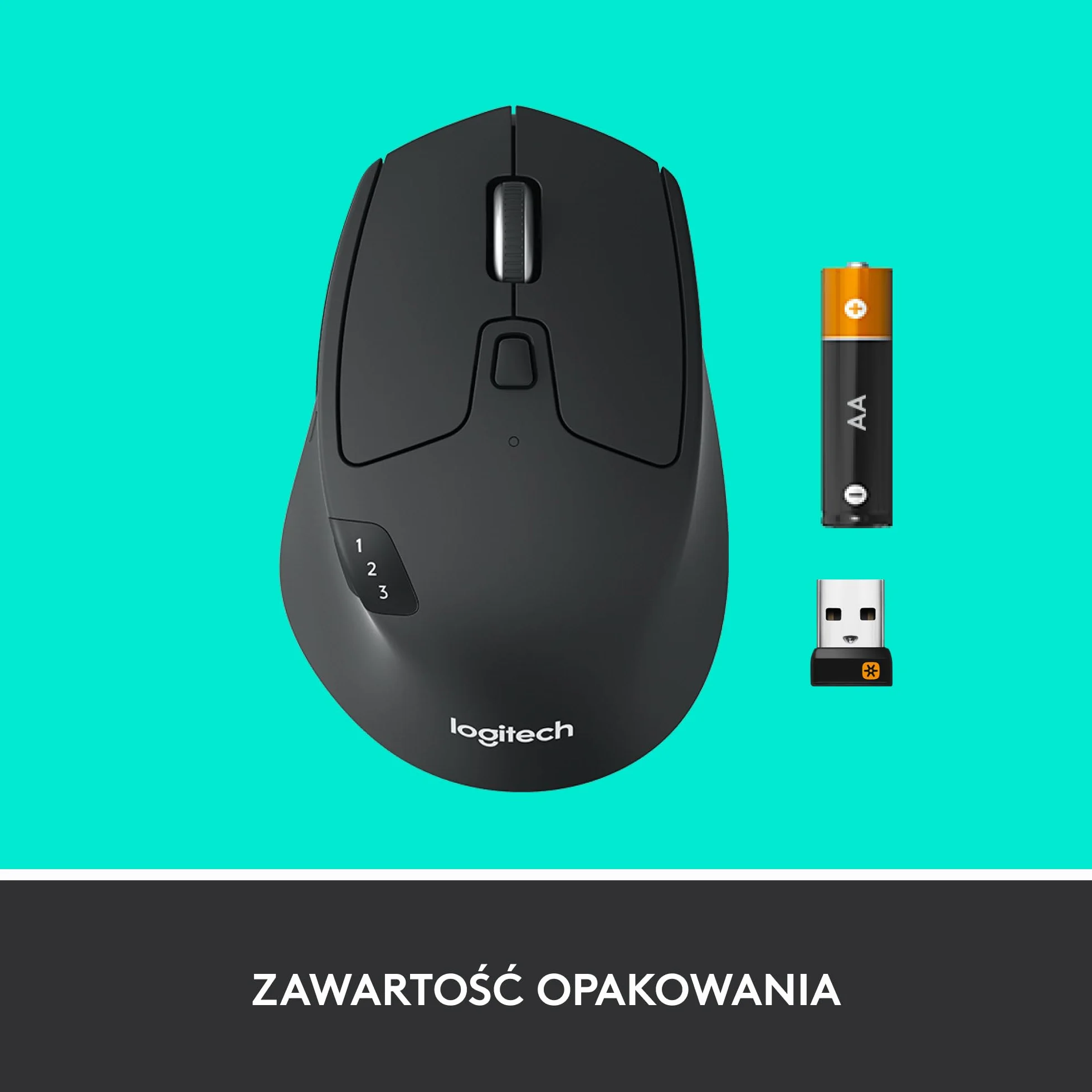 Logitech M720 Triathlon, Mysz bezprzewodowa Multi-Device, Bluetooth, uniwersalny odbiornik USB, 1000 DPI, 6 programowalnych przycisków, bateria do 2 lat, laptop/PC/Mac/iPadOS - Szary