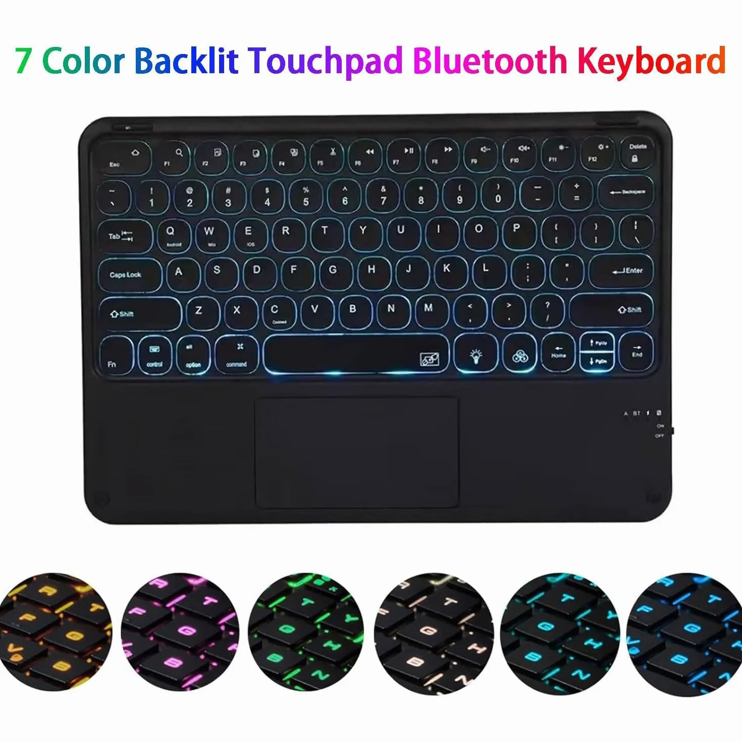 Keyboard Case for Samsung Galaxy Tab S10 FE+ Plus 13,1 cala 2025 (SM-X620/X626), inteligentny gładzik, 7-kolorowe podświetlenie, odłączana klawiatura z uchwytem na pióro i myszką,Black