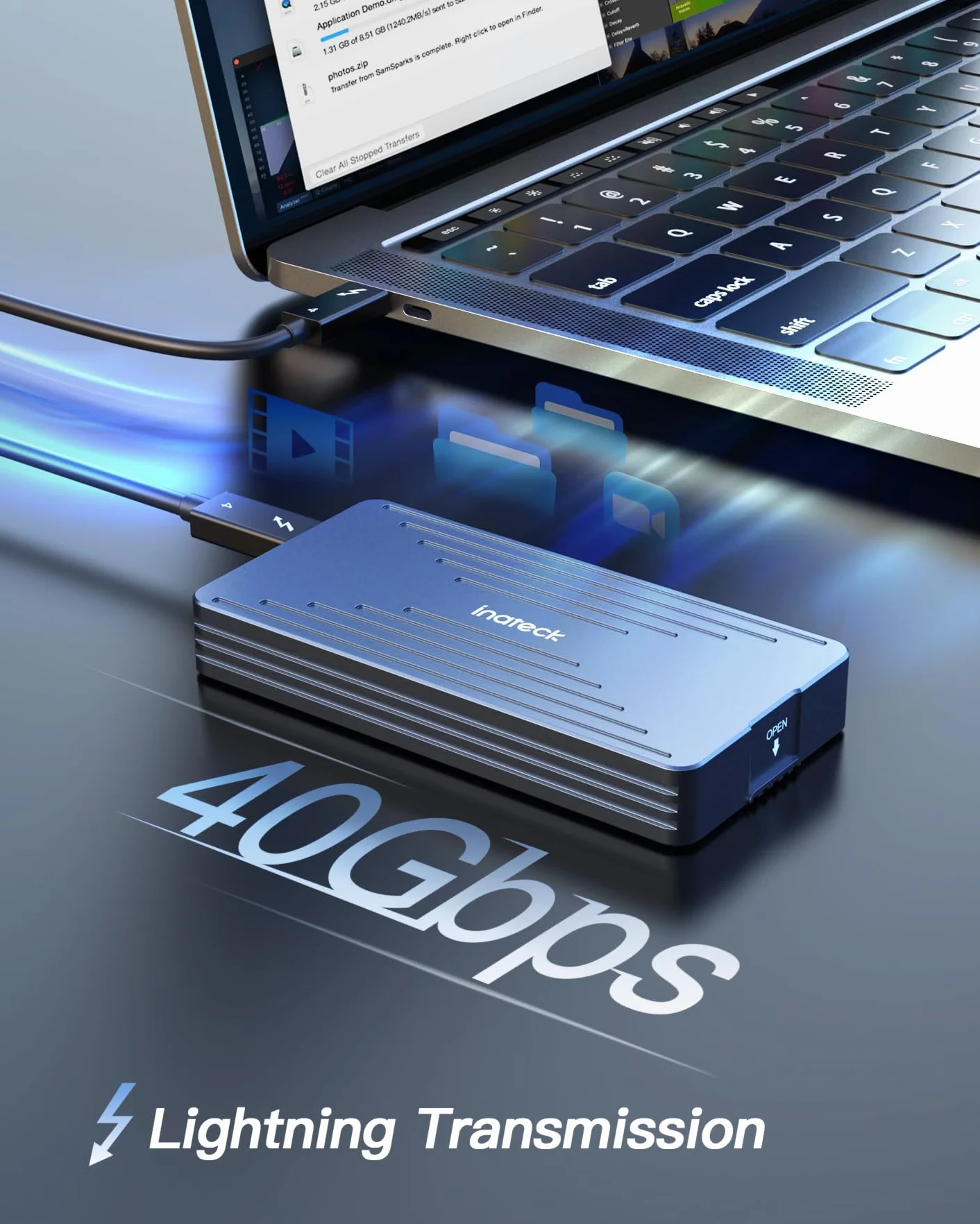 Inateck M.2 NVMe obudowa dysku SSD aluminiowa USB 4.0 Thunderbolt 4 40 Gbps 2230/2242/2260/2280 M-Key FE2028