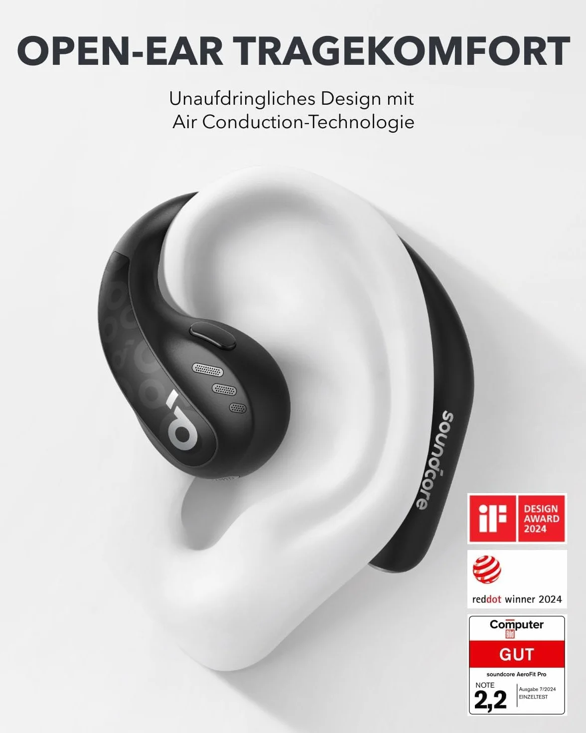 Słuchawki Soundcore by Anker AeroFit Pro o otwartej konstrukcji(odnowiony), ultrakomfortowe, bezpieczna i ergonomiczna konstrukacja, szczegółowy
