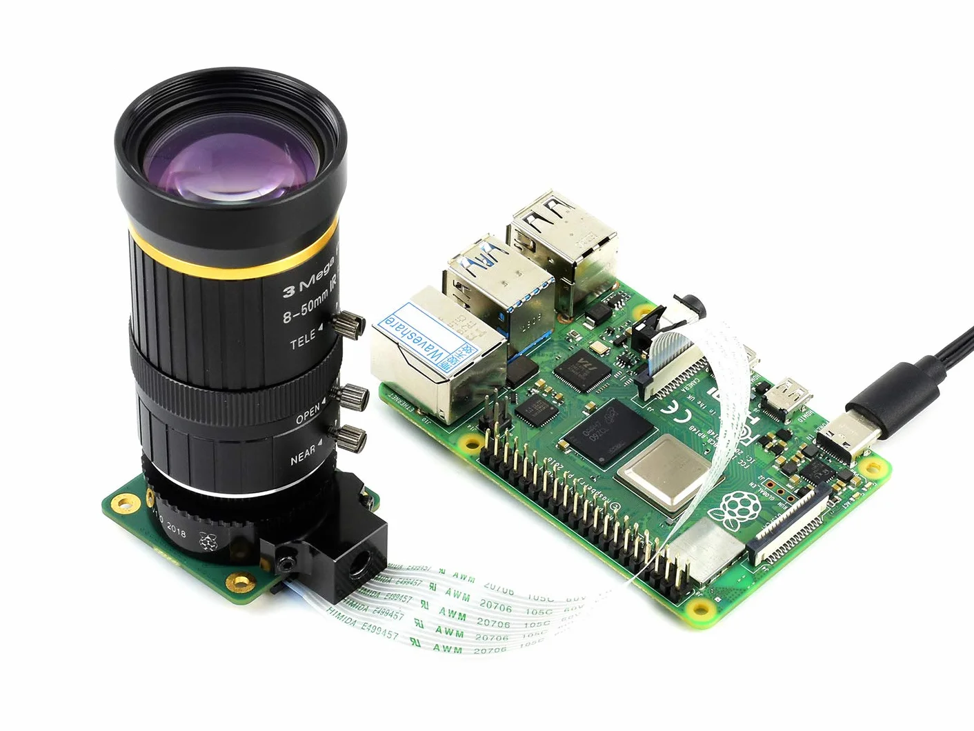 Waveshare 8-50mm C-Mount Zoom Lens for Raspberry Pi Camera