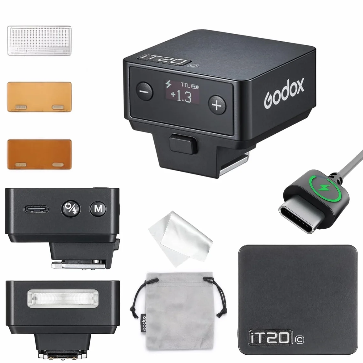 GODOX IT20 C Flash, IT20C TTL, mini lampa błyskowa, kompatybilna z Canon EOS R, RP, R5, R6, R3, R7, R8, R10, R100, M3, M5, M6, M50, R5, Mark II, R6, Mark II