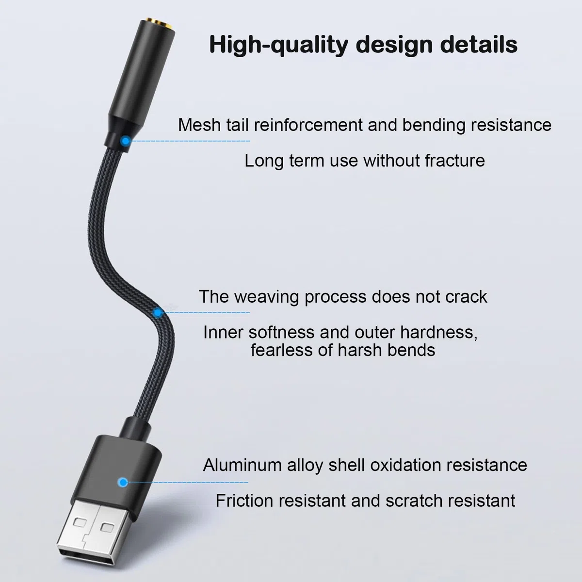 Adapter audio USB na jack 3,5 mm, zewnętrzna karta dźwiękowa USB, złącze TRRS, kompatybilne z słuchawkami, komputerem, laptopem, komputerem stacjonarnym, PS4