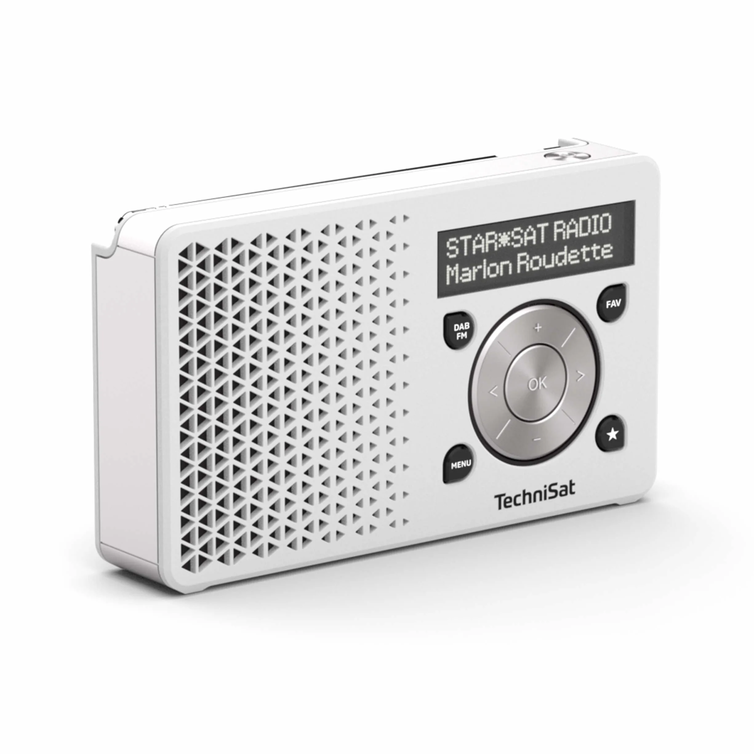 TechniSat DIGITRADIO 1 — przenośne radio DAB+ z baterią (DAB, FM, głośnik, gniazdo słuchawkowe, ulubiona pamięć, wyświetlacz OLED, mały, 1 wat RMS), biały