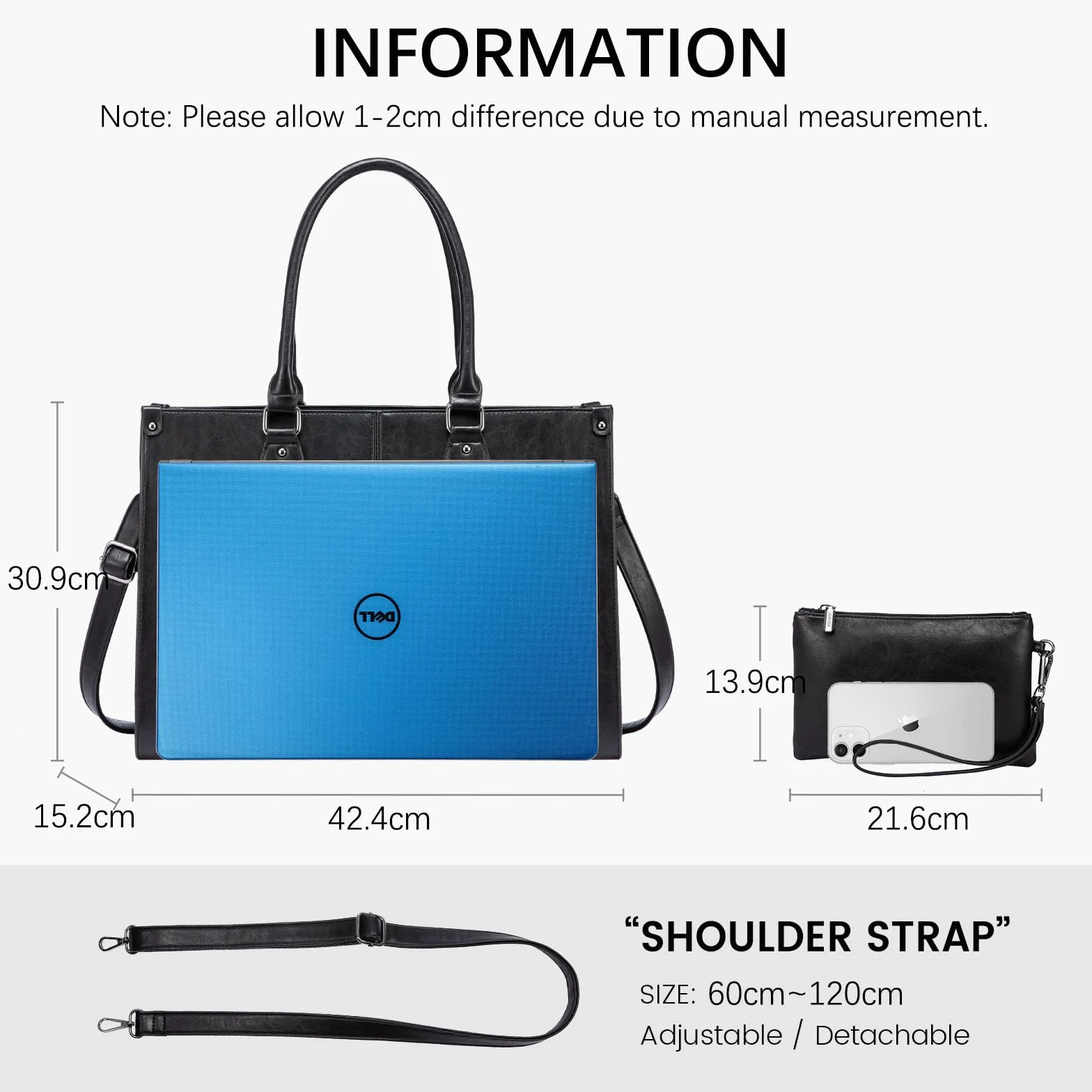 LOVEVOOK Torba damska na laptopa 15,6" skóra PU aktówka na ramię