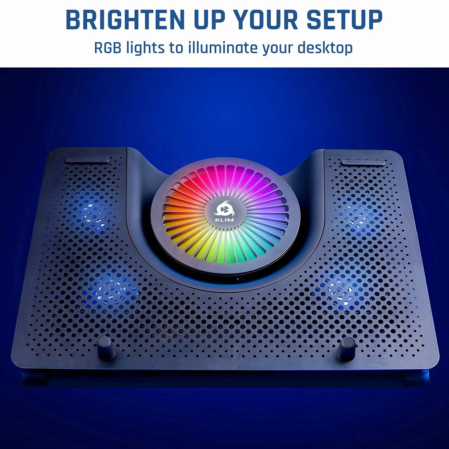 KLIM Nova + wentylator RGB do laptopa - 11 do 19 cali + chłodzenie do laptopa + wentylator USB + stabilny i cichy + kompatybilny z Mac i PS4 + Nowa wersja