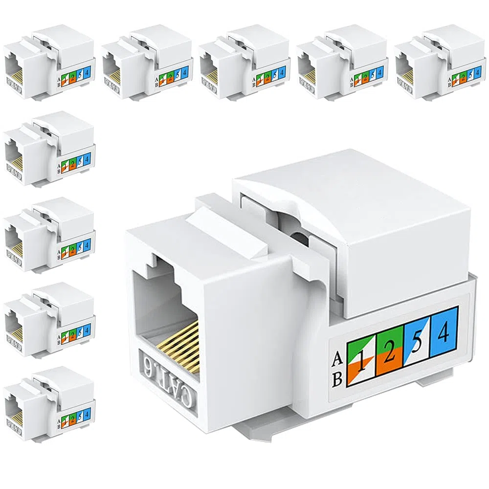 Greluma 10 sztuk gniazda Cat6 Keystone, gniazdo ścienne Ethernet, złącze sieciowe Cat6 - kompatybilne z Cat5/5e/6