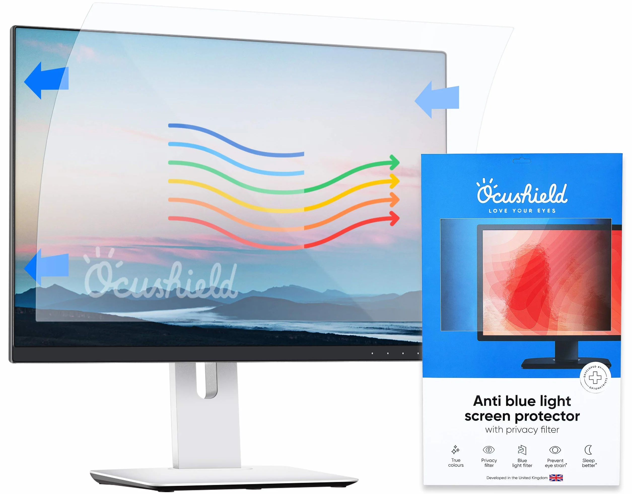 VDU 24" W 16:9 Privacy Anti-glare Anti-bacterial Blue Light Film