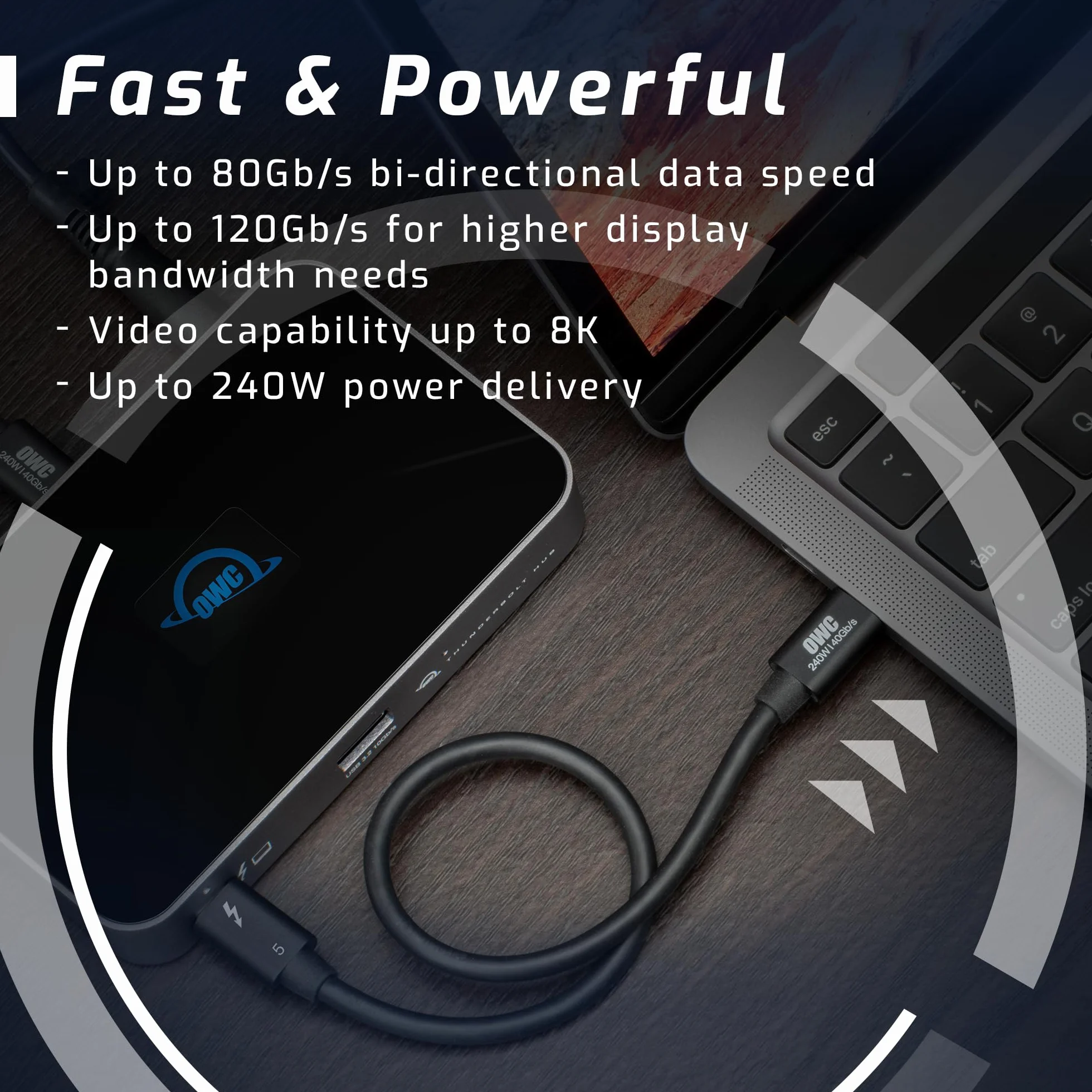 Kabel OWC Thunderbolt 5/USB-C o długości 1 metra