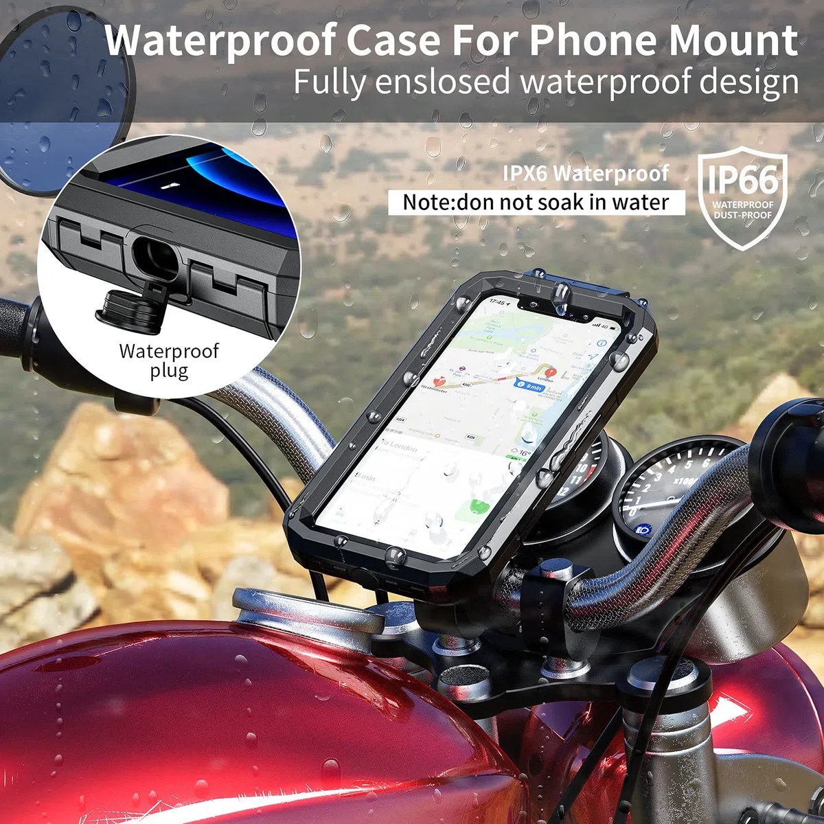 Kewig Wodoodporny uchwyt na telefon rowerowy na kierownicę na telefon komórkowy do motocykla roweru odporny na wstrząsy obrót o 360 stopni uchwyt na telefon motocyklowy z ekranem dotykowym TPU pasuje
