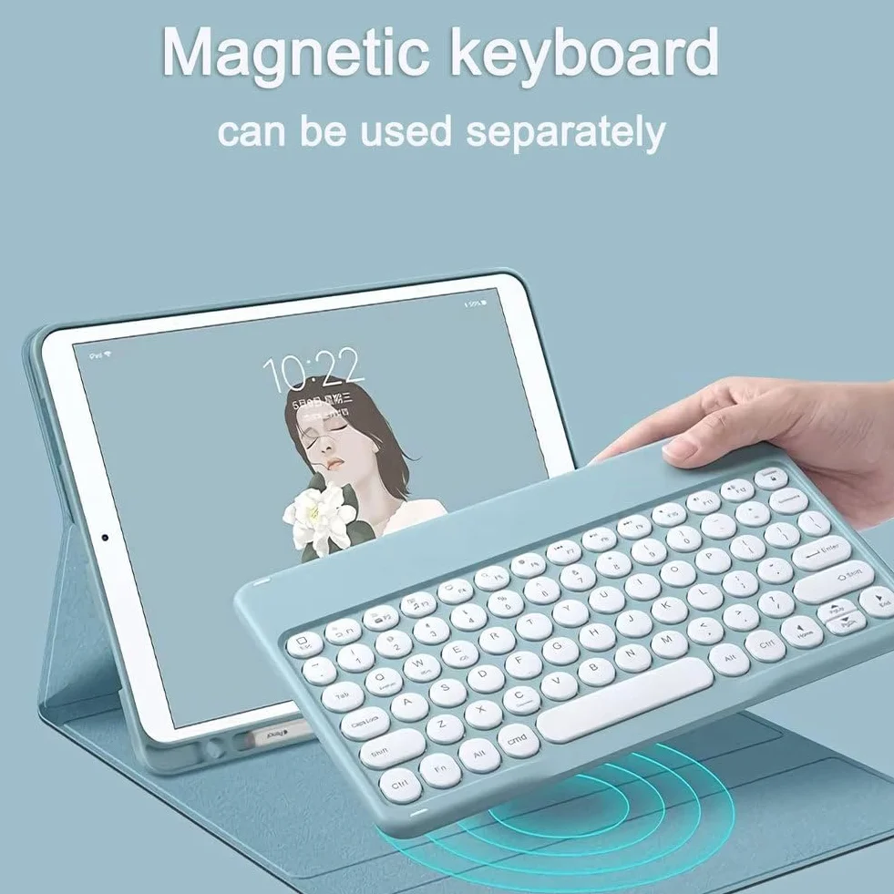 Keyboard Case for Samsung Galaxy Tab S10 FE/S9 FE 10,9 cala/Galaxy Tab S9 11 cali 2023, magnetyczna odłączana klawiatura Bluetooth Slim Case z uchwytem na długopis i myszką,Black