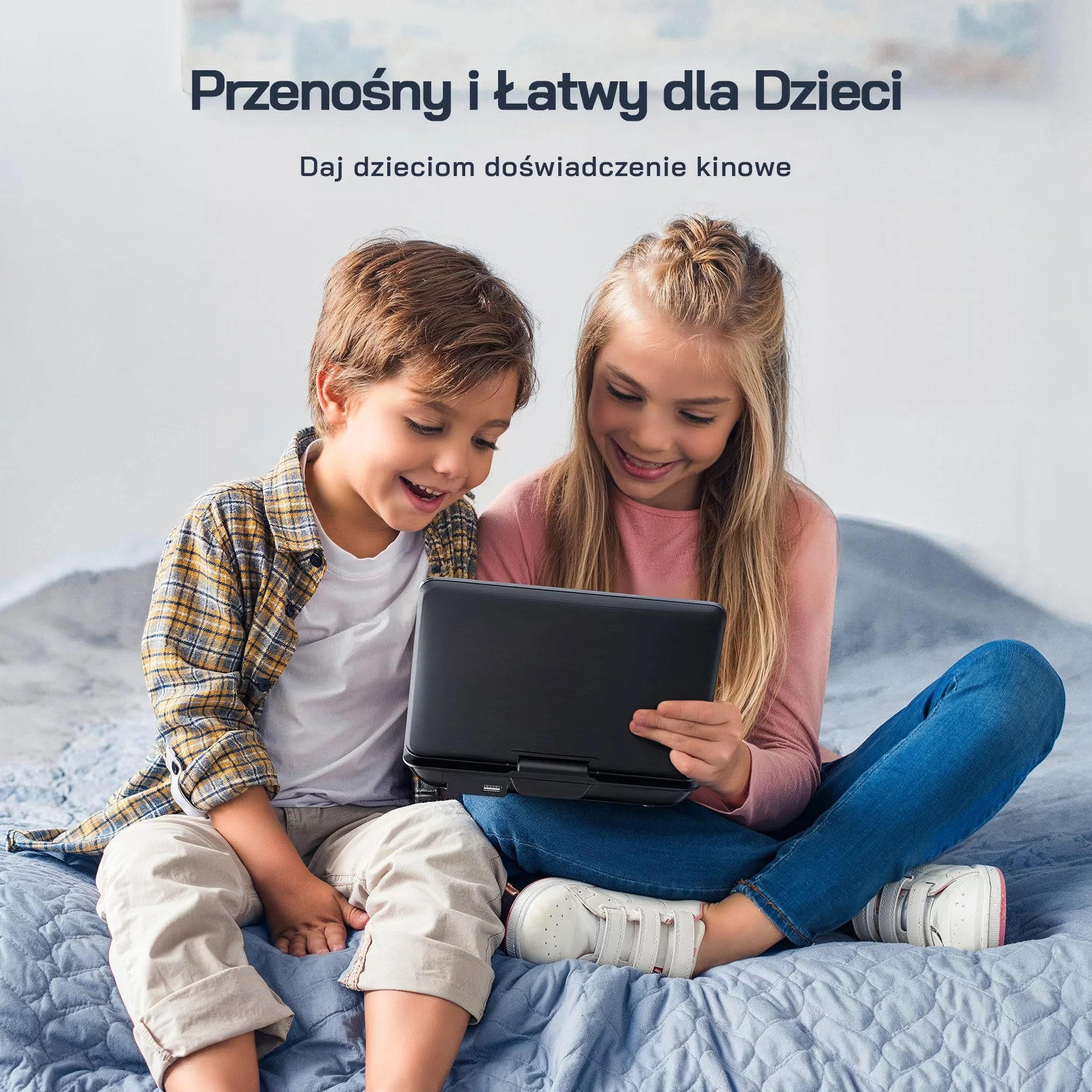 WOLFANG Przenośny Odtwarzacz DVD 9,5" Ekran Obrotowy HD 7,5" 4-6h Pracy Bez Blokady Regionalnej