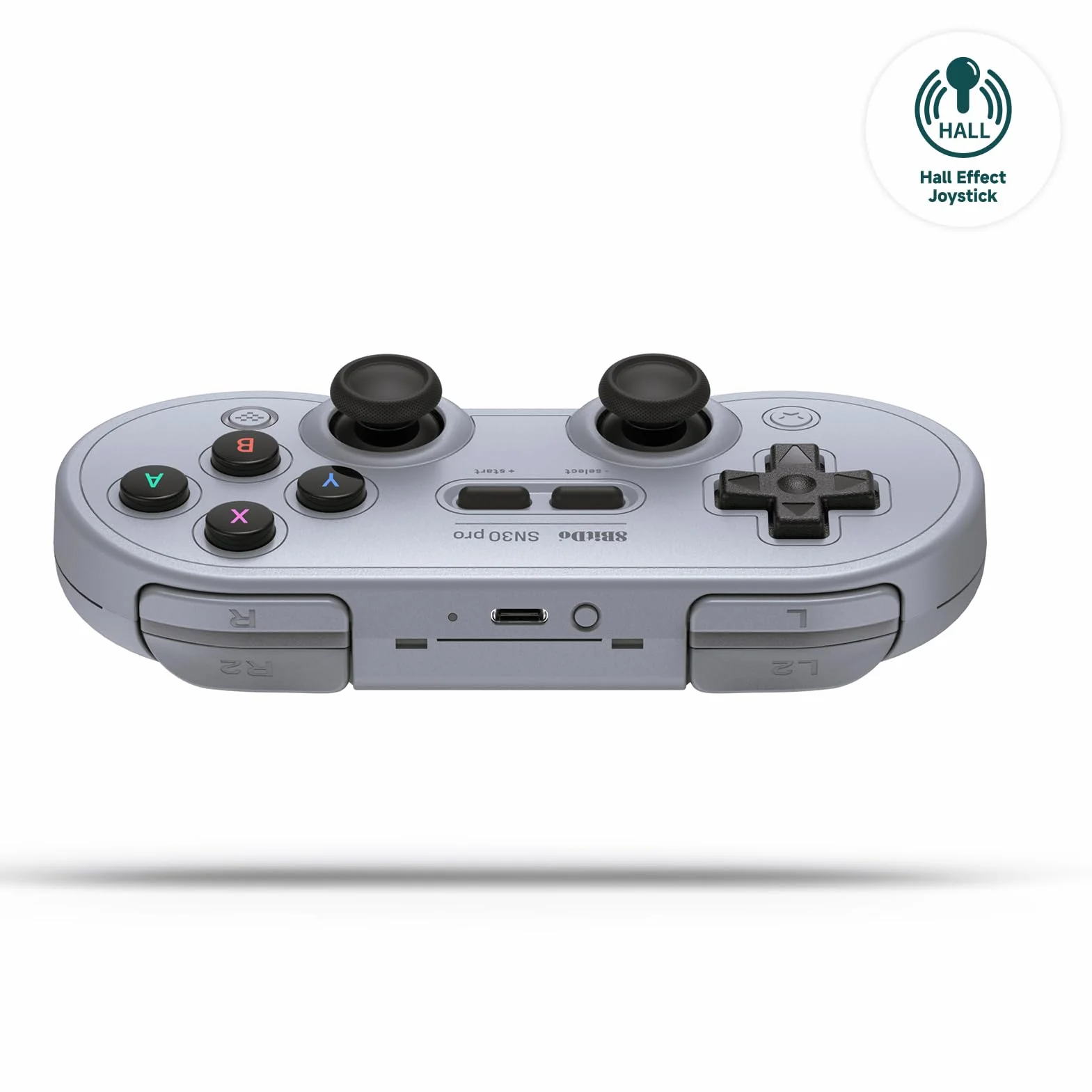 8BitDo SN30 Pro kontroler Bluetooth z joystickami z efektem Halla, wibracjami Rumble i funkcją Turbo, kompatybilny z Switch/Switch 2, PC, macOS, Android, Steam Deck i Raspberry Pi (szary)