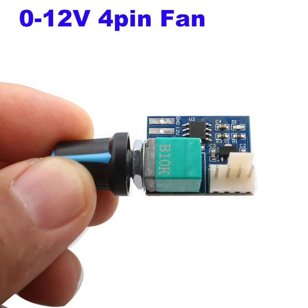 RUNCCI-YUN 2Pack Kontroler prędkości wentylatorów PWM, DC 0-12V 4-przewodowy kontroler prędkości wentylatorów PC CPU, regulator przełącznika do obudowy komputera PC