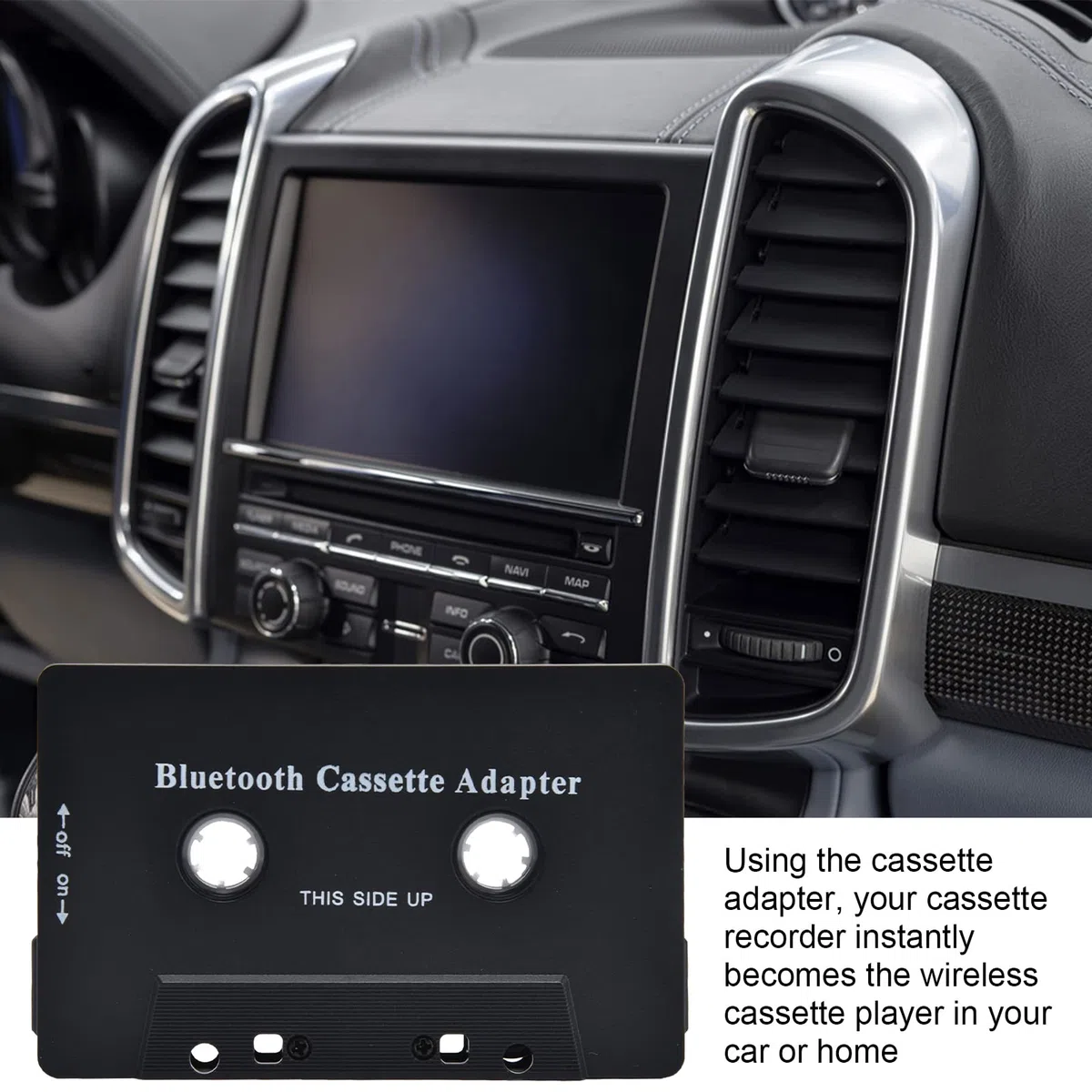 Kaseta Bluetooth, bezprzewodowy adapter kasety Bluetooth do samochodu odbiornik kasety z kablem USB do radia DVD