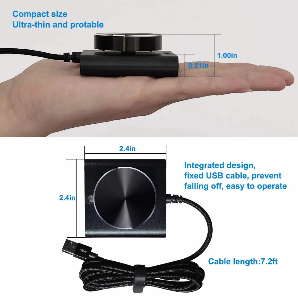 cooidea Przycisk regulacji głośności USB z jednym przyciskiem funkcji wyciszania/pauzy dla komputera, ustawienie audio, regulacja głośności audio, kompatybilny z WinXP/7/8 10/Vista/Mac/Linux