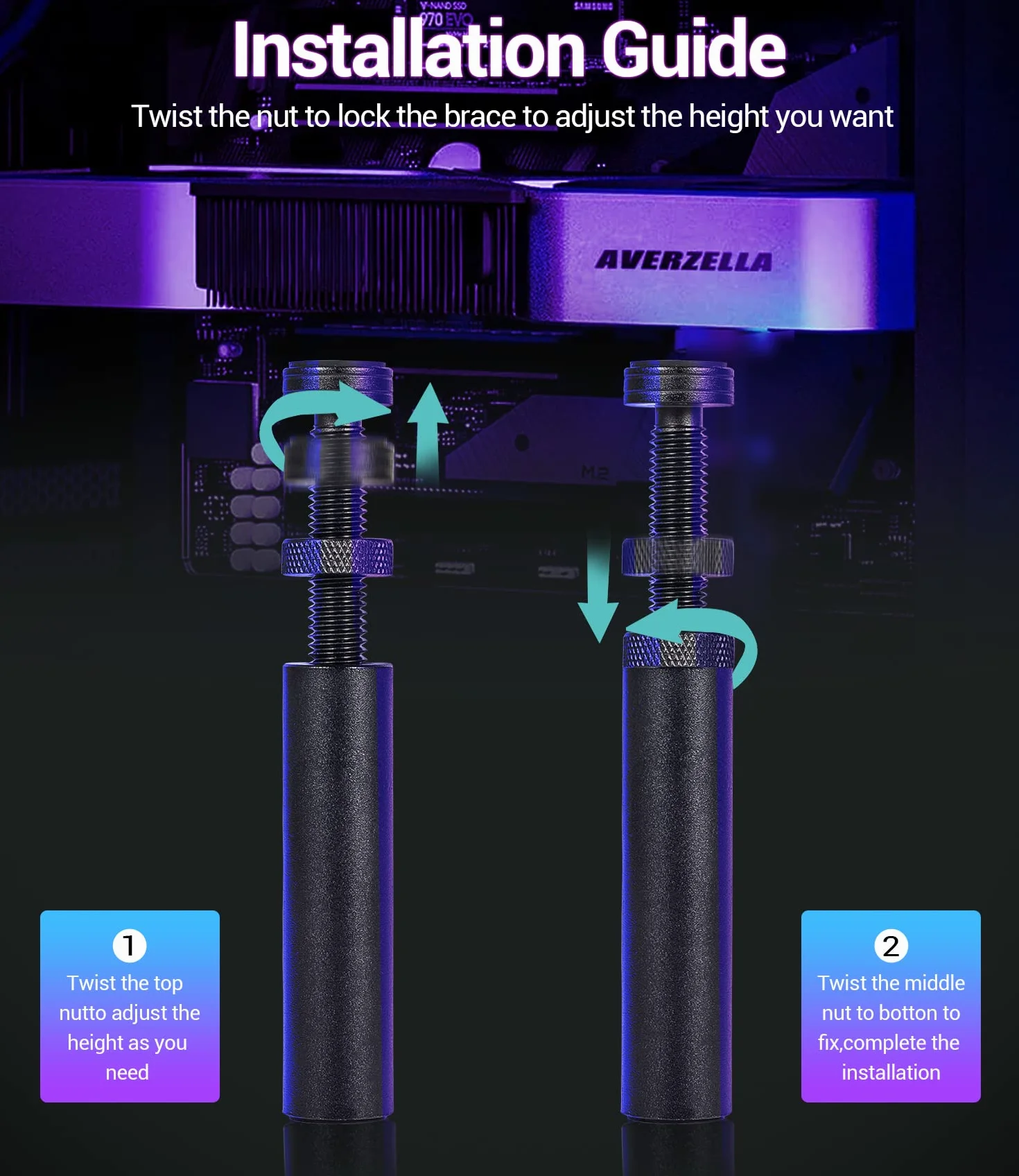 GPU Support Bracket, Wspornik GPU karty graficznej, Uchwyt karty graficznej, Uchwyt stojaka GPU, L(70mm-120mm)