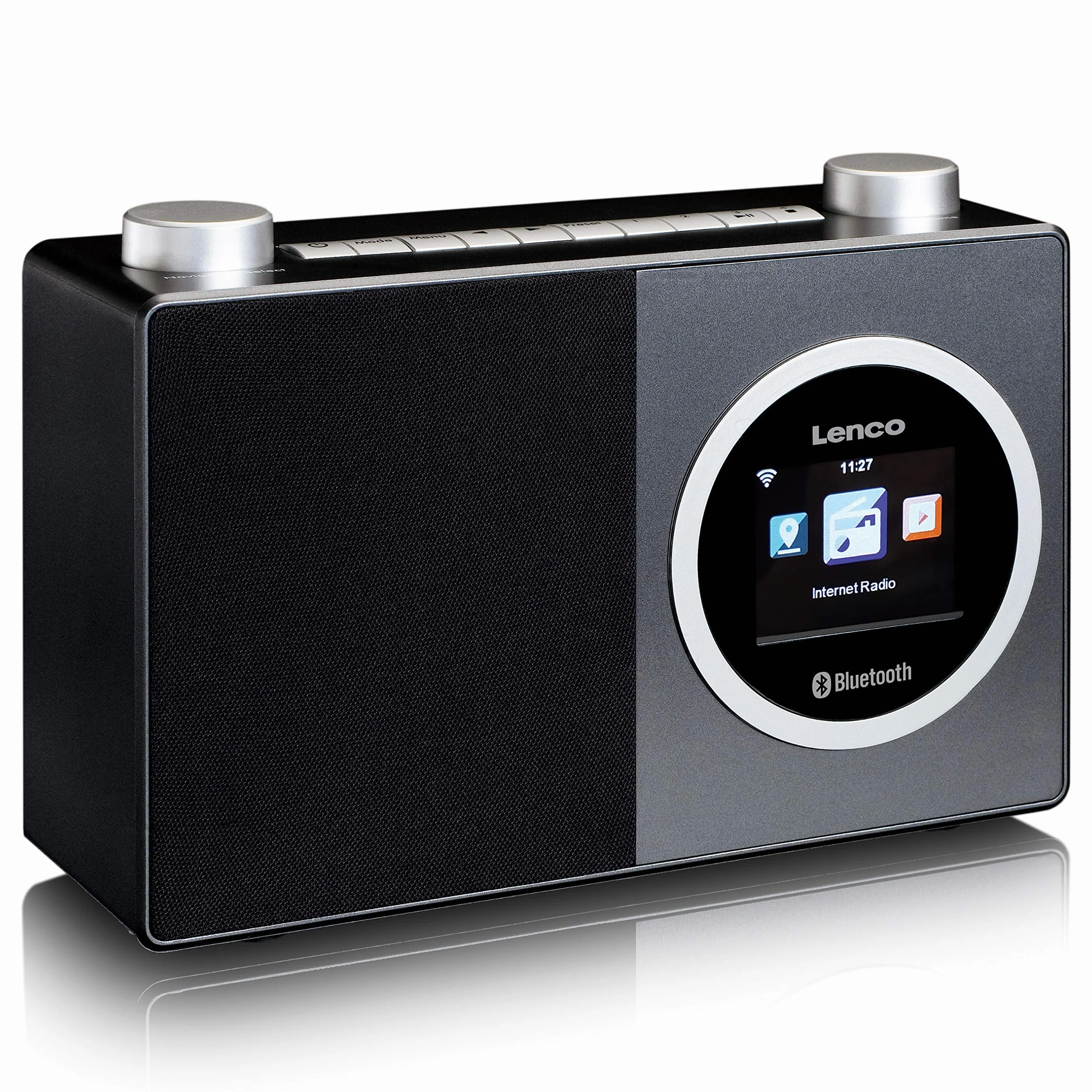 Lenco DIR 70 przenośne radio internetowe DAB+ retro cyfrowe Wi-Fi Bluetooth 2,4" kolorowy ekran 3 Watt RMS czarny