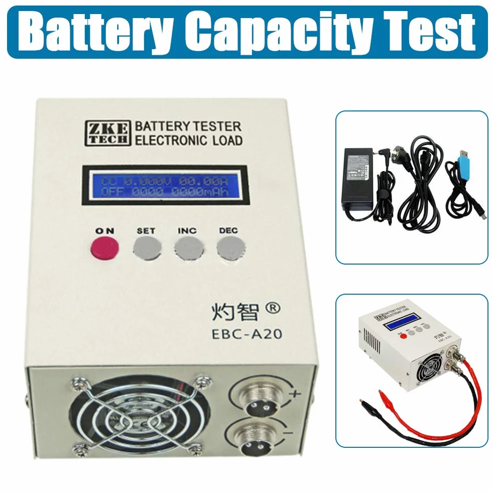 Tester baterii EBC-A20, Li-Po miernik pojemności akumulatora litowego, tester pojemności akumulatora Li-Po 5A, ładowanie 20 A, 85 W, wielofunkcyjny