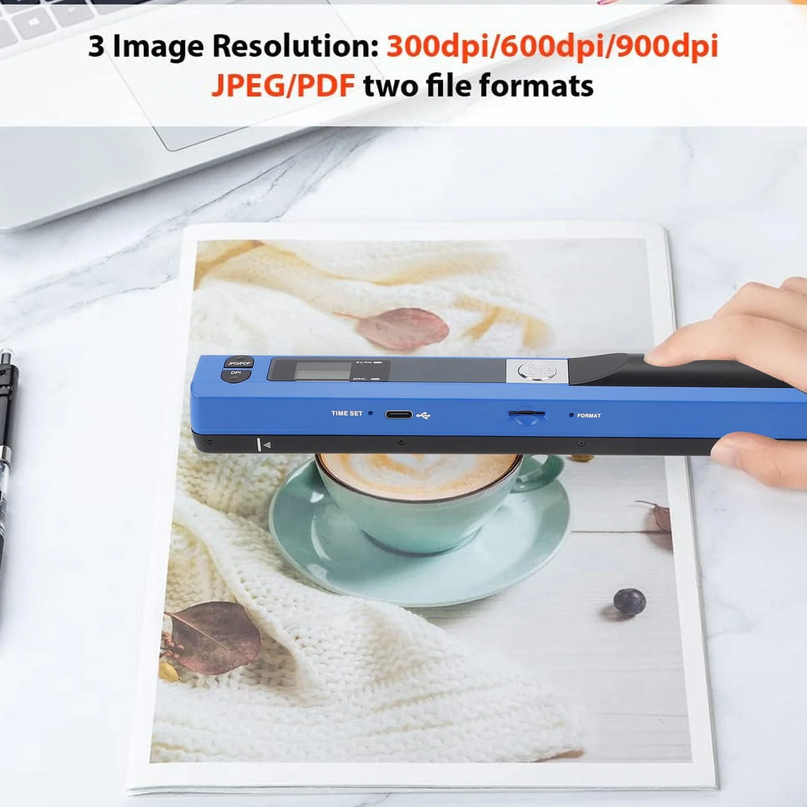 Przenośny Skaner Ręczny 900 DPI A4 Kolorowy Skaner Dokumentów Obrazów z Kartą SD 16 GB
