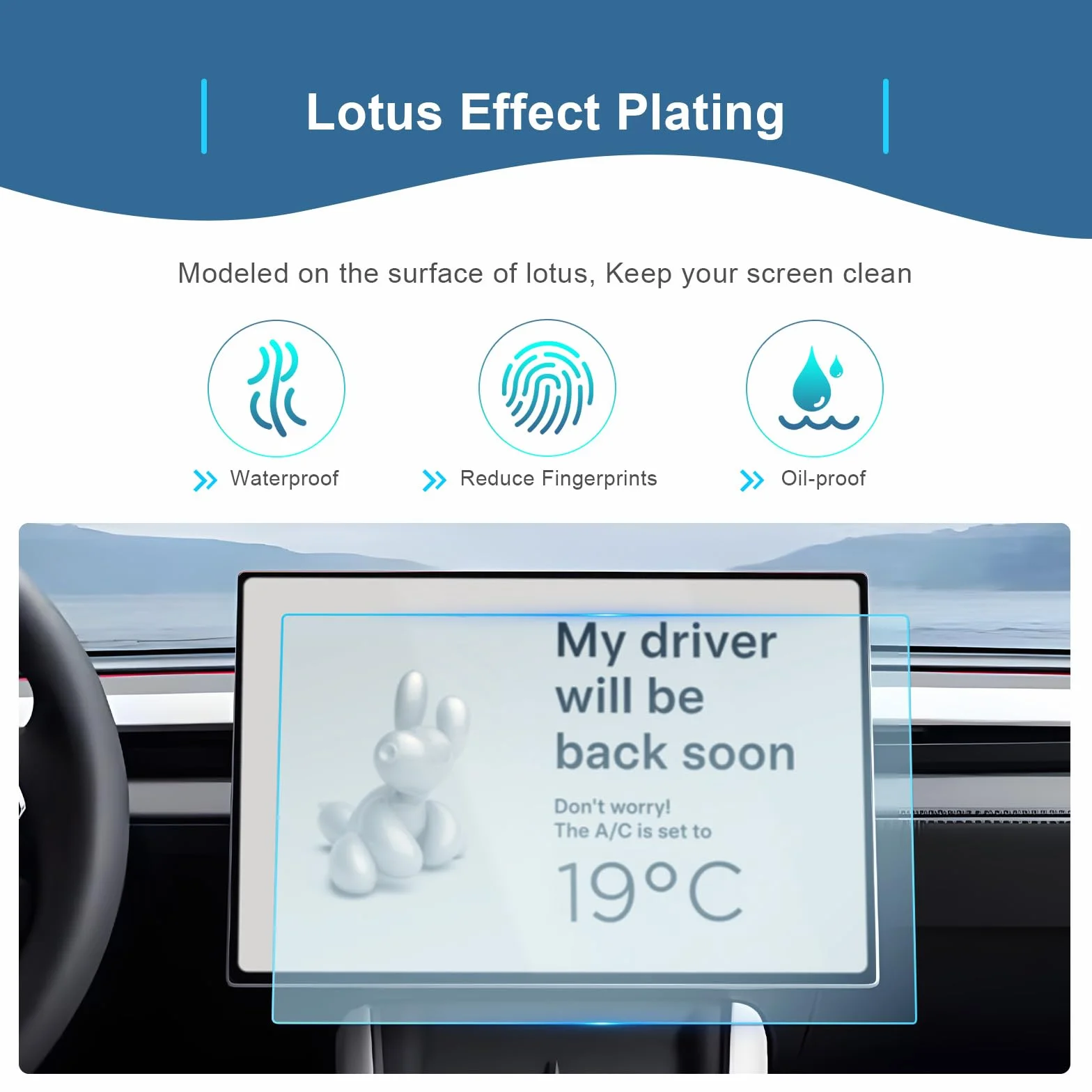 GAFAT 16" + 8" 2026 Tesla Model Y Juniper Standard Premium 2027 Szklana Folia Ochronna na Wyświetlacz 9H Przezroczysty 2 sztuki