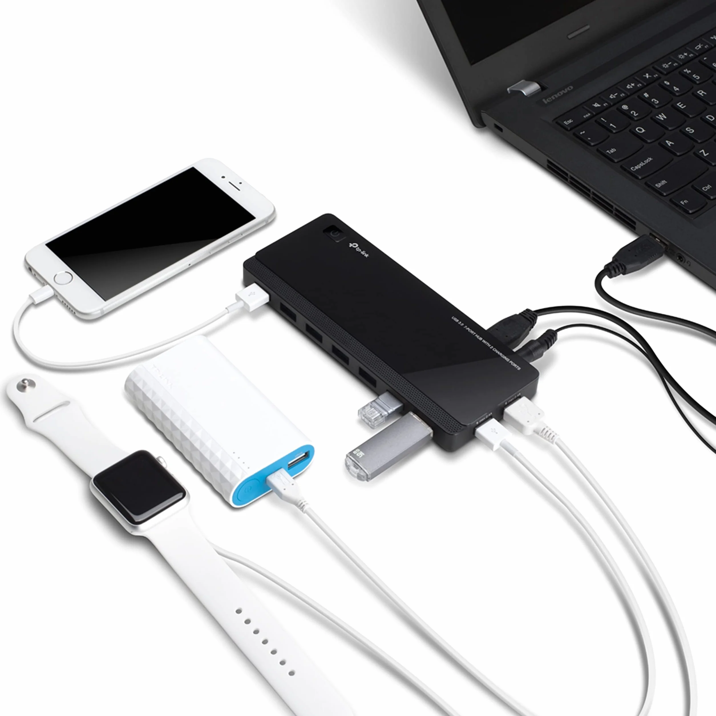 TP-Link UH720 7-portowy Hub USB 3.0 z portami ładowania 2.4A, zasilacz 12V/4A
