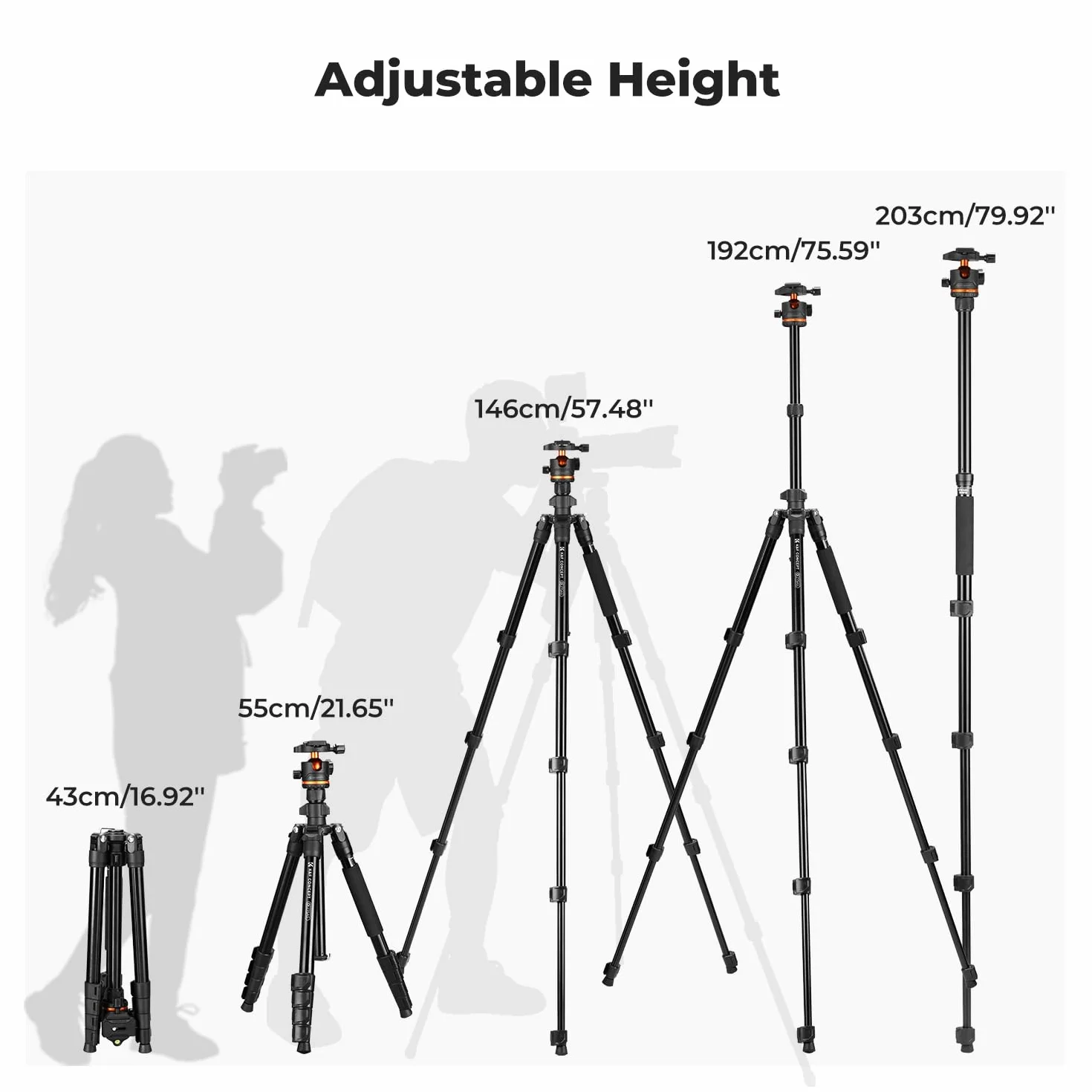 K&F Concept Statyw do aparatu, 192 cm, statyw do smartfona, statywu, aparatu Tripod O275A5 + BH-36, statyw do telefonu komórkowego z uchwytem na telefon komórkowy, tablet i pilot zdalnego sterowania,