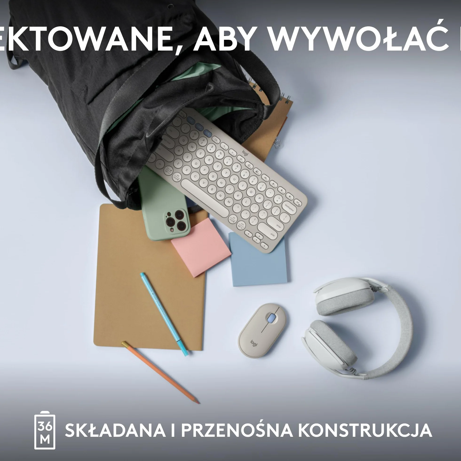 Logitech Pebble Keys 2 K380s, bezprzewodowa klawiatura Bluetooth do wielu urządzeń z ustawianymi skrótami, smukła, przenośna, przełączanie, Windows, macOS, iPadOS, Android, Chrome OS, QWERTY US-Biały