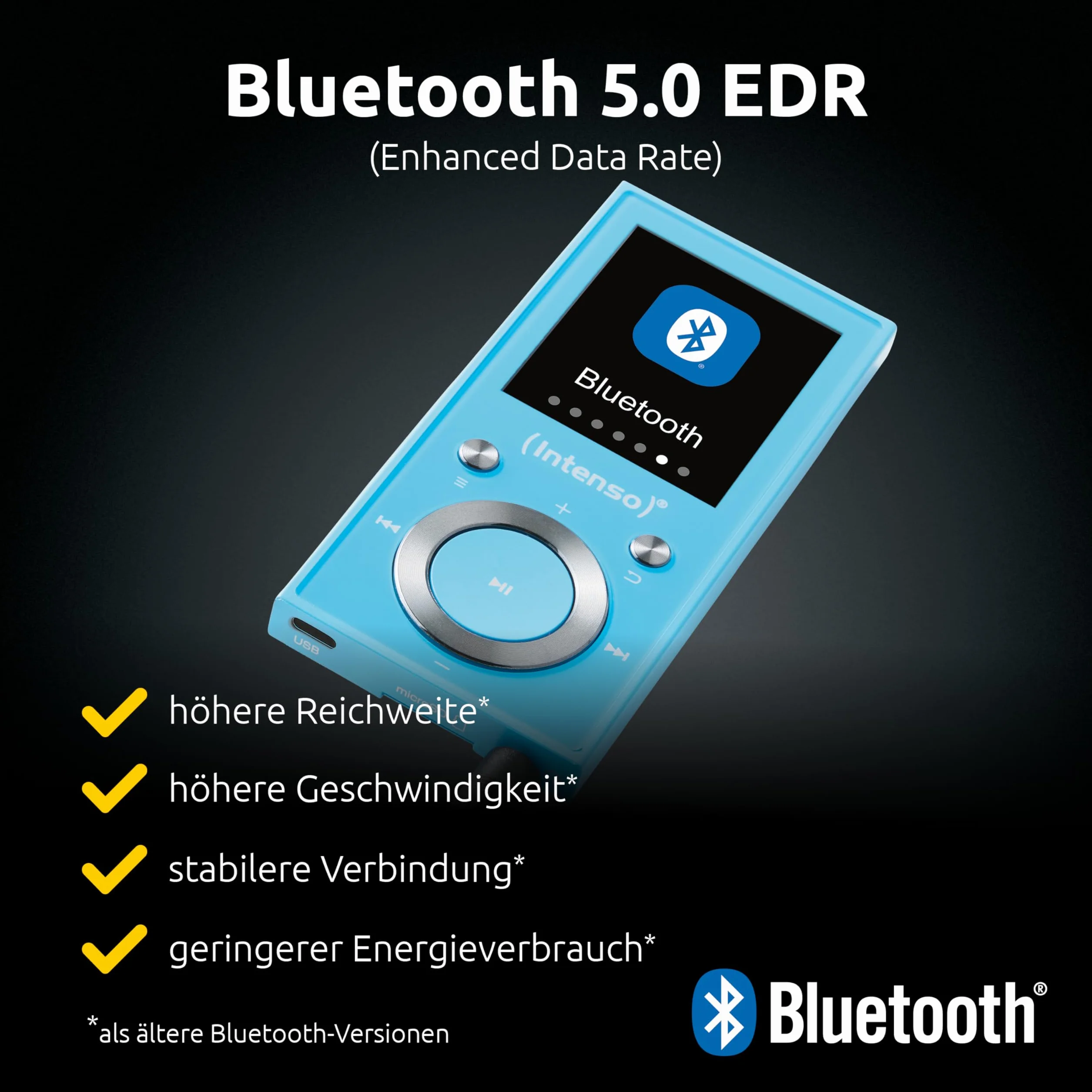 Intenso Odtwarzacz MP3 1,8 cala Bluetooth Niebieski