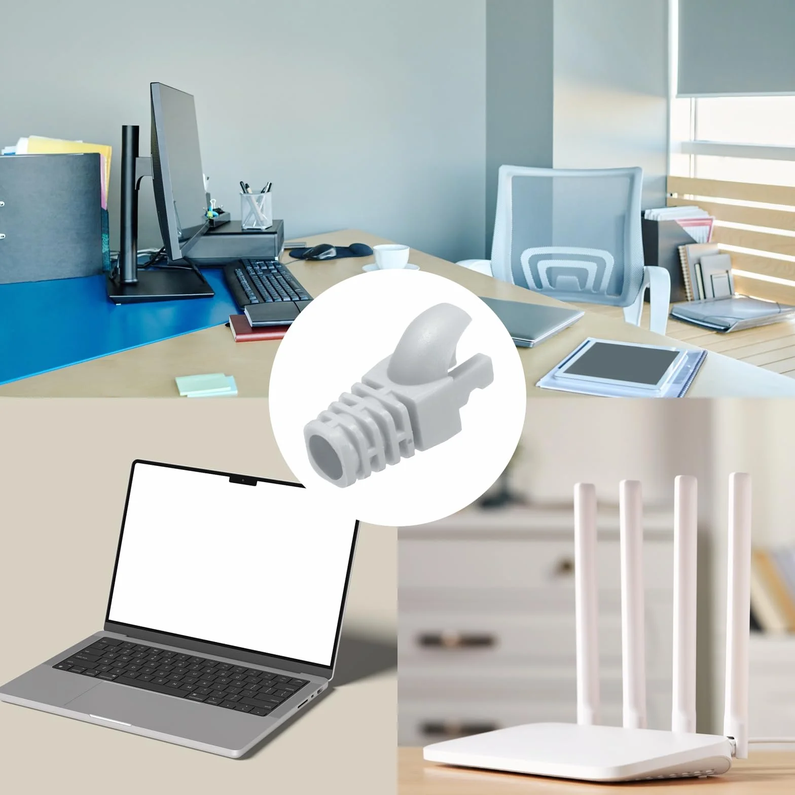 PATIKIL Pokrywa złącza wtykowego RJ45, 50 szt., Cat5, Cat5E, Cat6, Cat7, osłona bagażnika do laptopów komputerów stacjonarnych, routerów, kamer sieciowych Smart TV, drukarek, szara