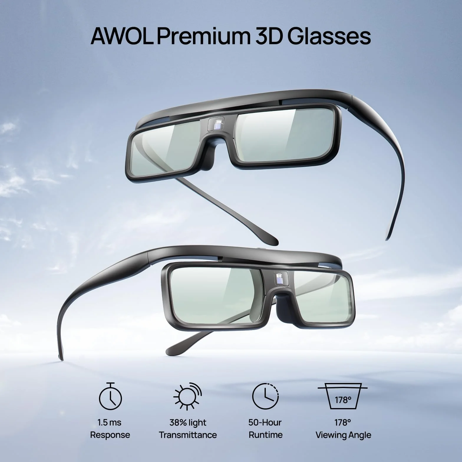 AWOL VISION DLP Link Okulary 3D Aktywna Migawka Kompatybilne z LTV-2500 LTV-3500 Vanish TV 1 Pakiet
