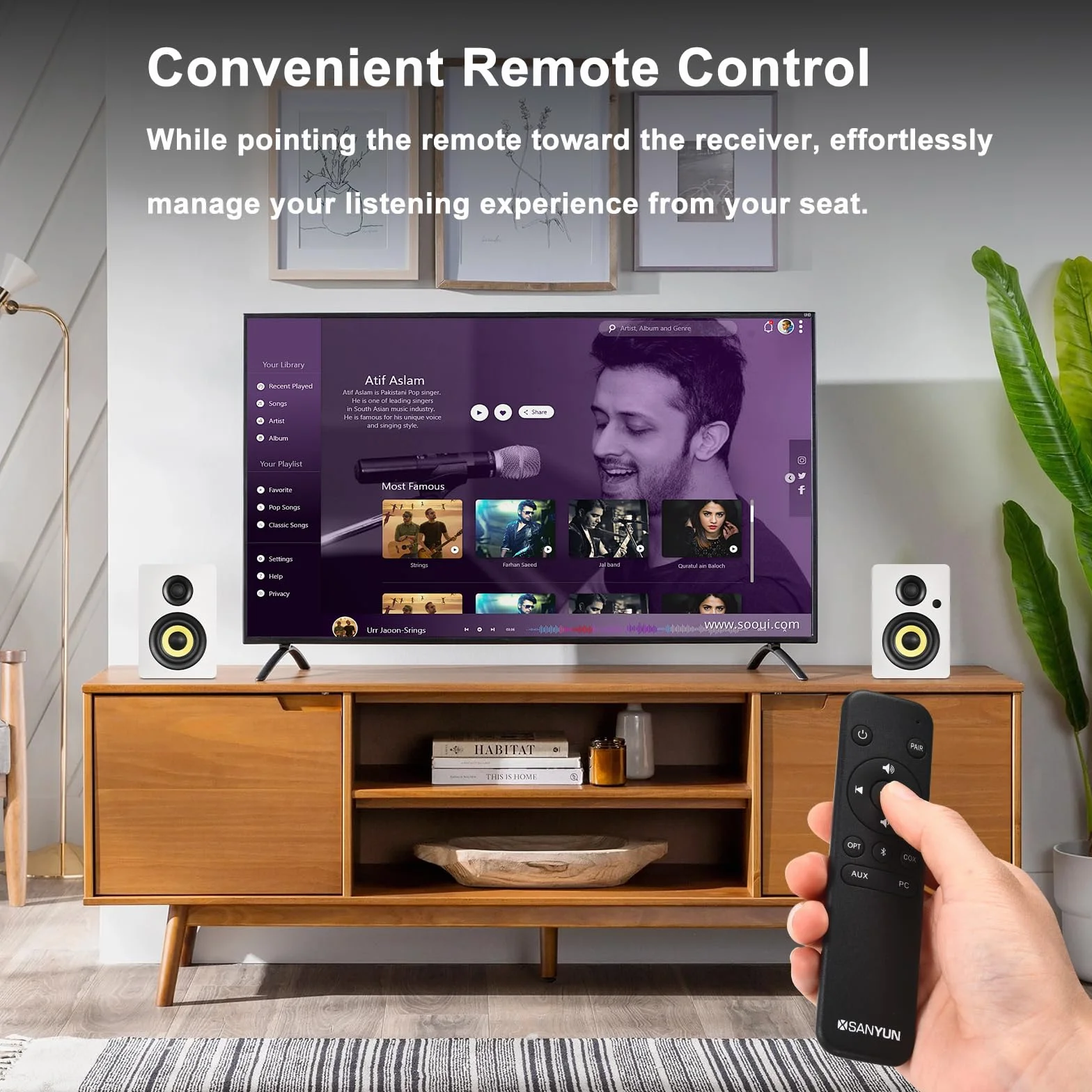 Sanyun SW206 80W głośniki półkowe monitor HiFi 4" przetwornik BT 5.4 DAC 24bit białe