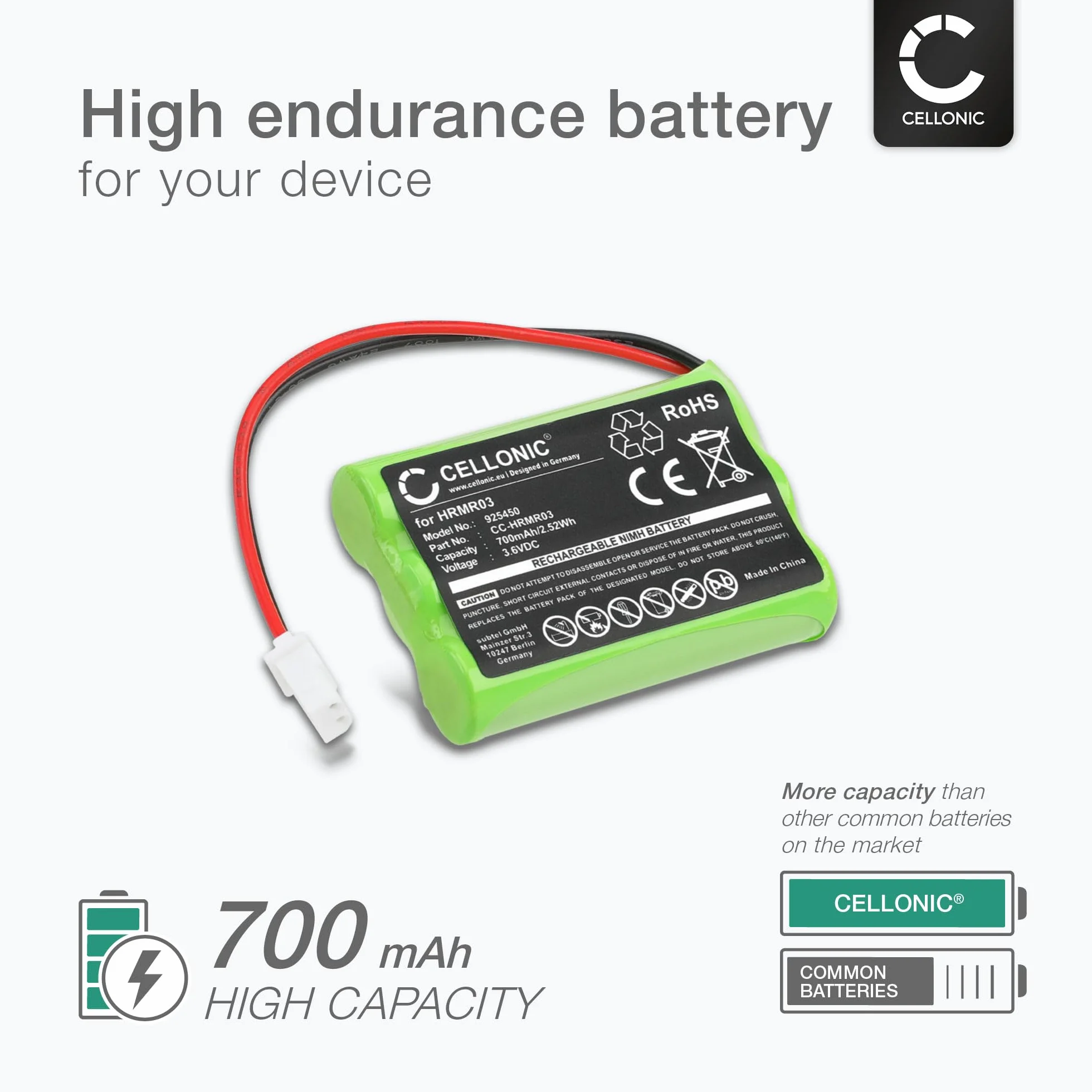 subtel, Bateria do niani kompatybilna z Motorola MBP36, MBP36S, HRMR03, MBP481, MBP482 (3,6 V, 700 mAh)