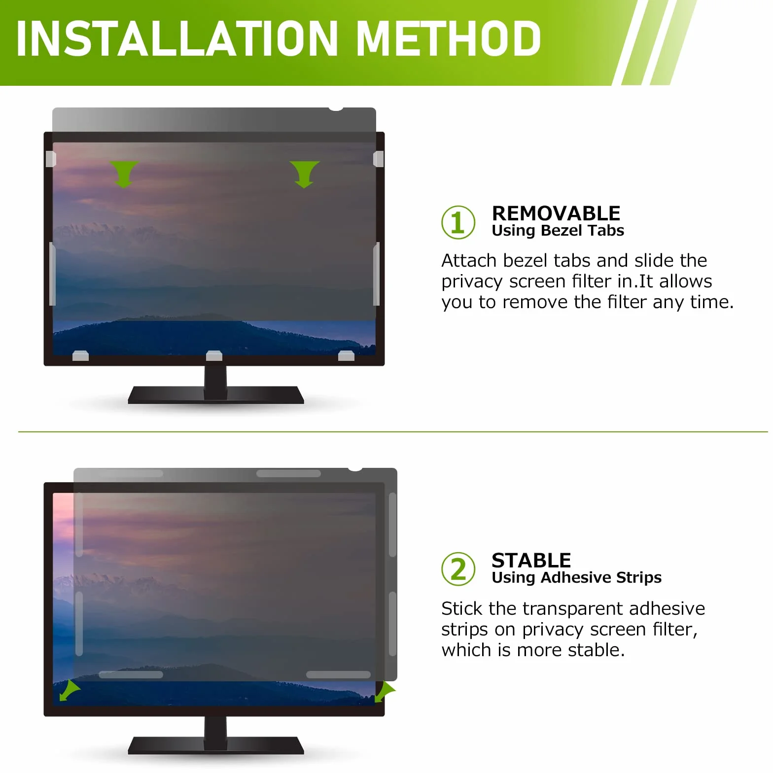LAMA Filtr prywatyzujący do monitora 27", uniwersalna, ochrona prywatności, ochrona ekranu z ochroną przed wzrokiem, ochrona przed niebieskim światłem i ochroną przed oślepieniem 16:9 (598 x 337 mm)