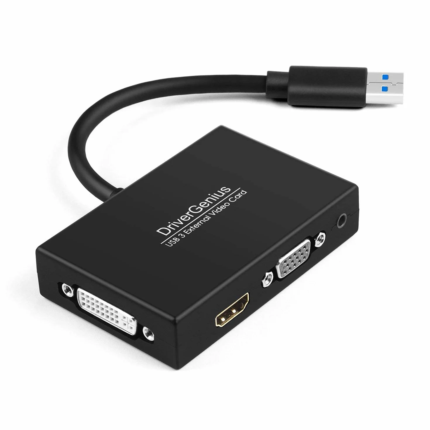 DriverGenius Adapter USB 2,0 / 3.0 na HD/ DVI / VGA – Adapter USB 2.0 / 3.0 do Wyświetlacza – Full HD 2048 x 1152 Zewnętrzny Podwójny Monitor Karta Graficzna Adapter