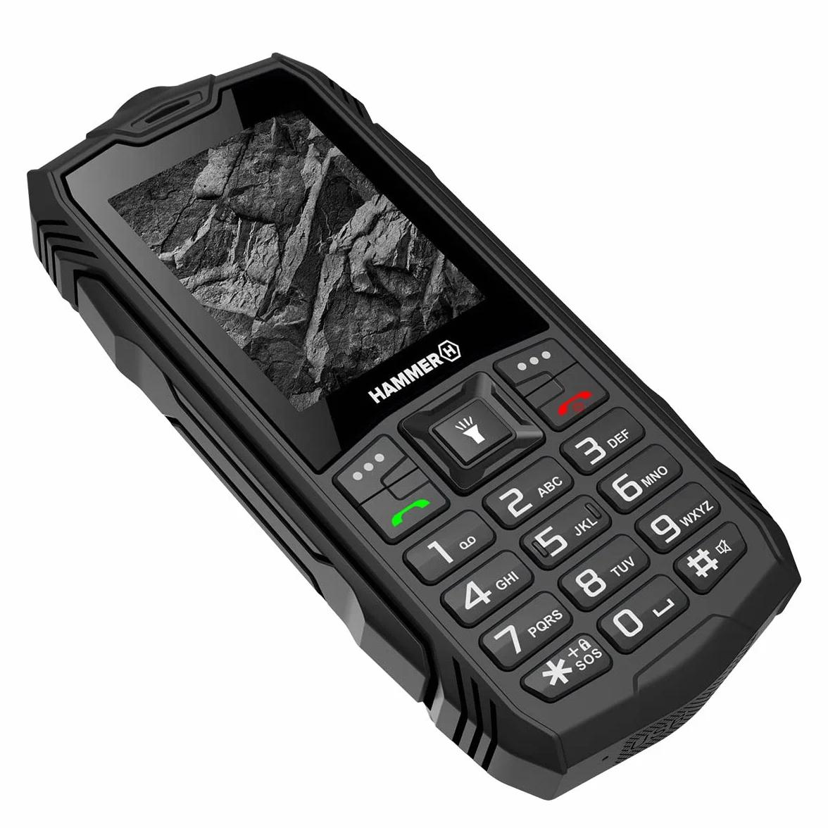 Hammer H Rock Ekran 2,4” wzmocniona konstrukcją latarka bateria 1800 mAh, telefon na budowę, warsztat, halę produkcyjną.