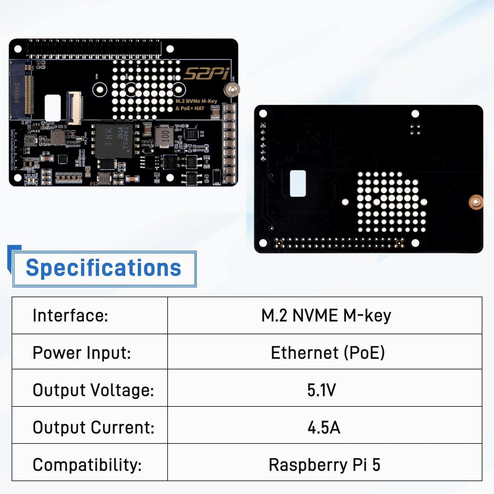 GeeekPi P33 M.2 NVME M-Key PoE + kapelusz dla Raspberry Pi 5, z OFICJALNĄ aktywną chłodnicą Raspberry Pi 5, obsługa M.2 NVMe SSD 2230 2242 2260 2280