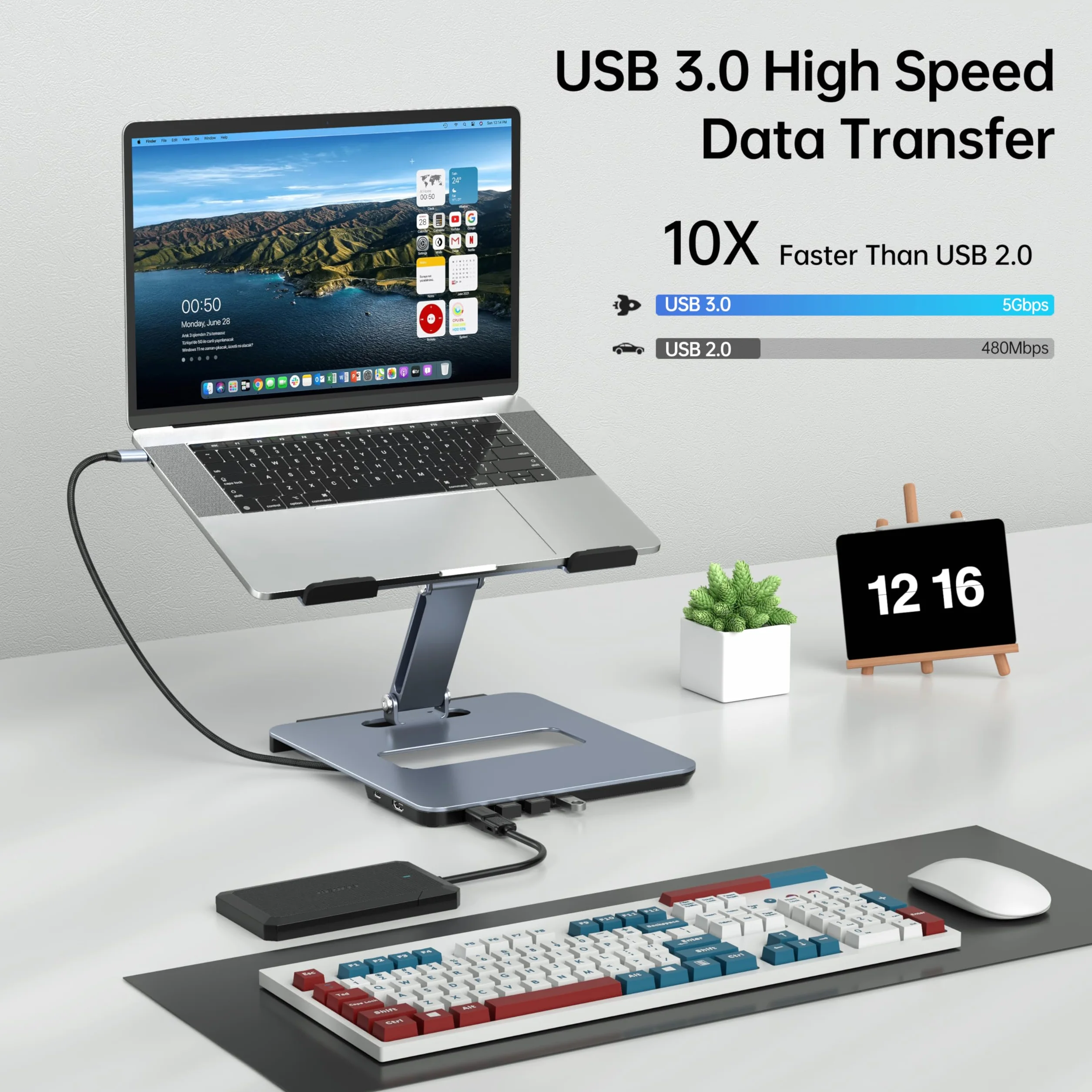 BENFEI Podstawka pod laptopa USB C 6w1 Stacja dokująca HDMI 4K 60 Hz 4xUSB3.0 100W PD