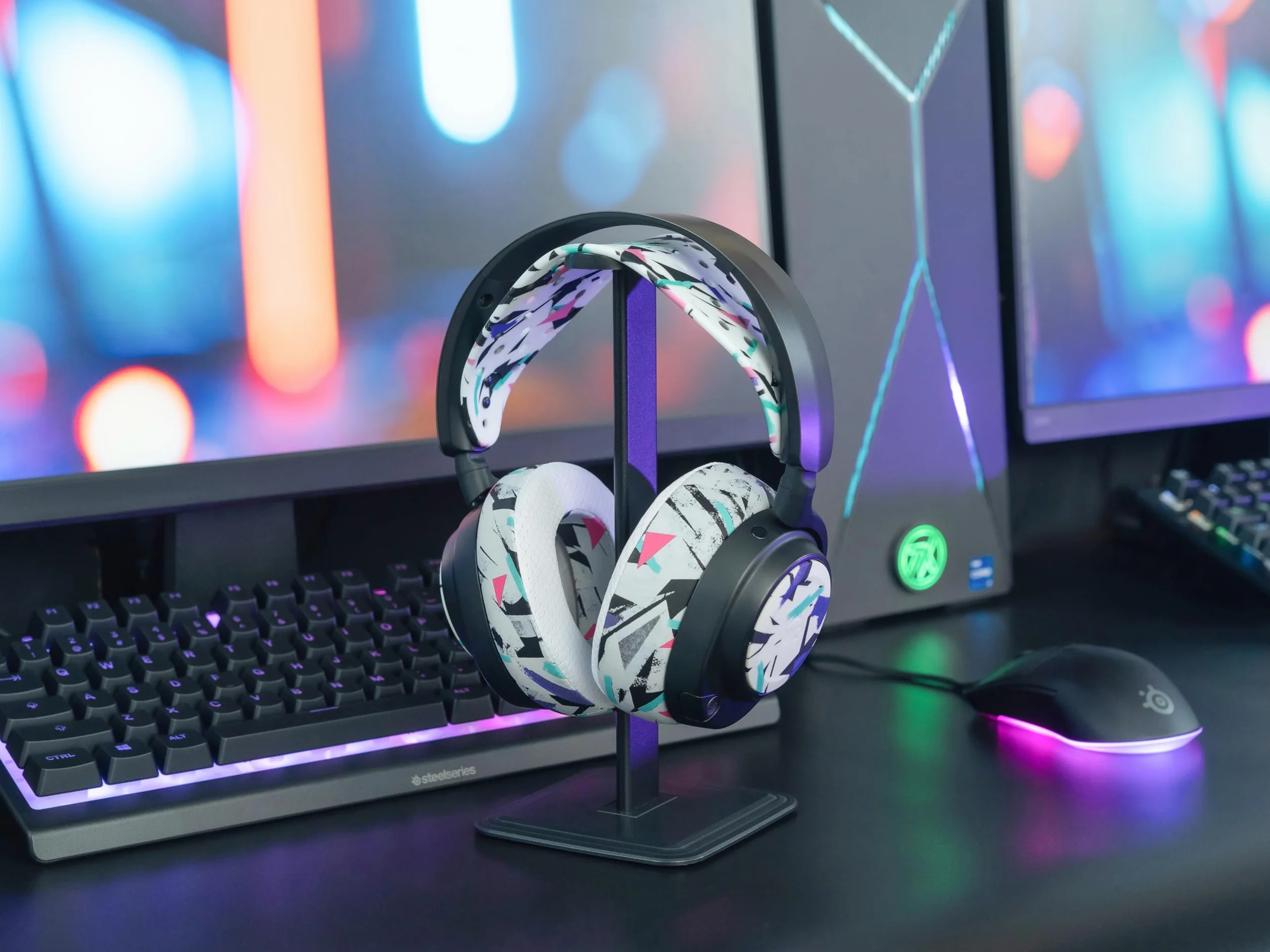 WC Modkit V2 Nova Pro Wireless żelowe nauszniki szeroki pałąk płytki boczne do słuchawek Arctis Nova Pro Wireless Pro Omni Elite Wicked Cushions 90's White