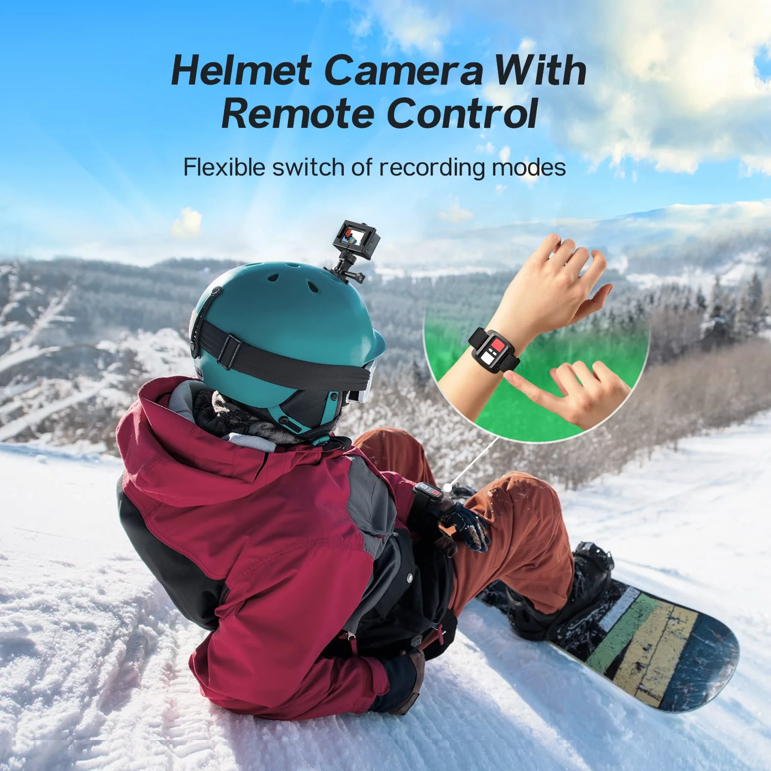 Surfola Kamera sportowa 4K, 40 m, wodoszczelna, 20 MP, EIS, szerokokątny kąt 170°, kamera na kask, WiFi