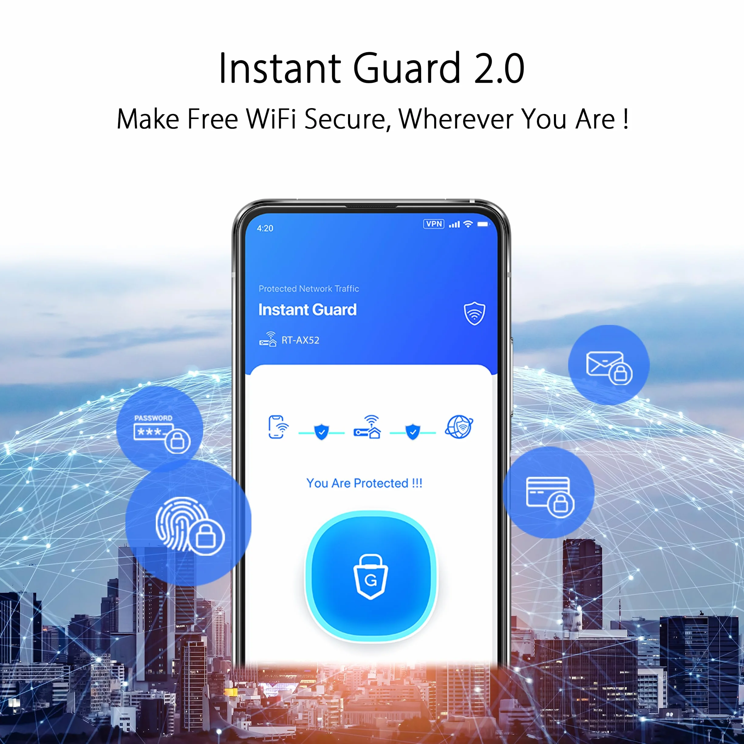 ASUS RT-AX52 (AX1800) Dual Band WiFi 6 Router Extensible, Instant Guard, Programowanie kontroli rodzicielskiej, zintegrowany VPN, kompatybilny z AiMesh